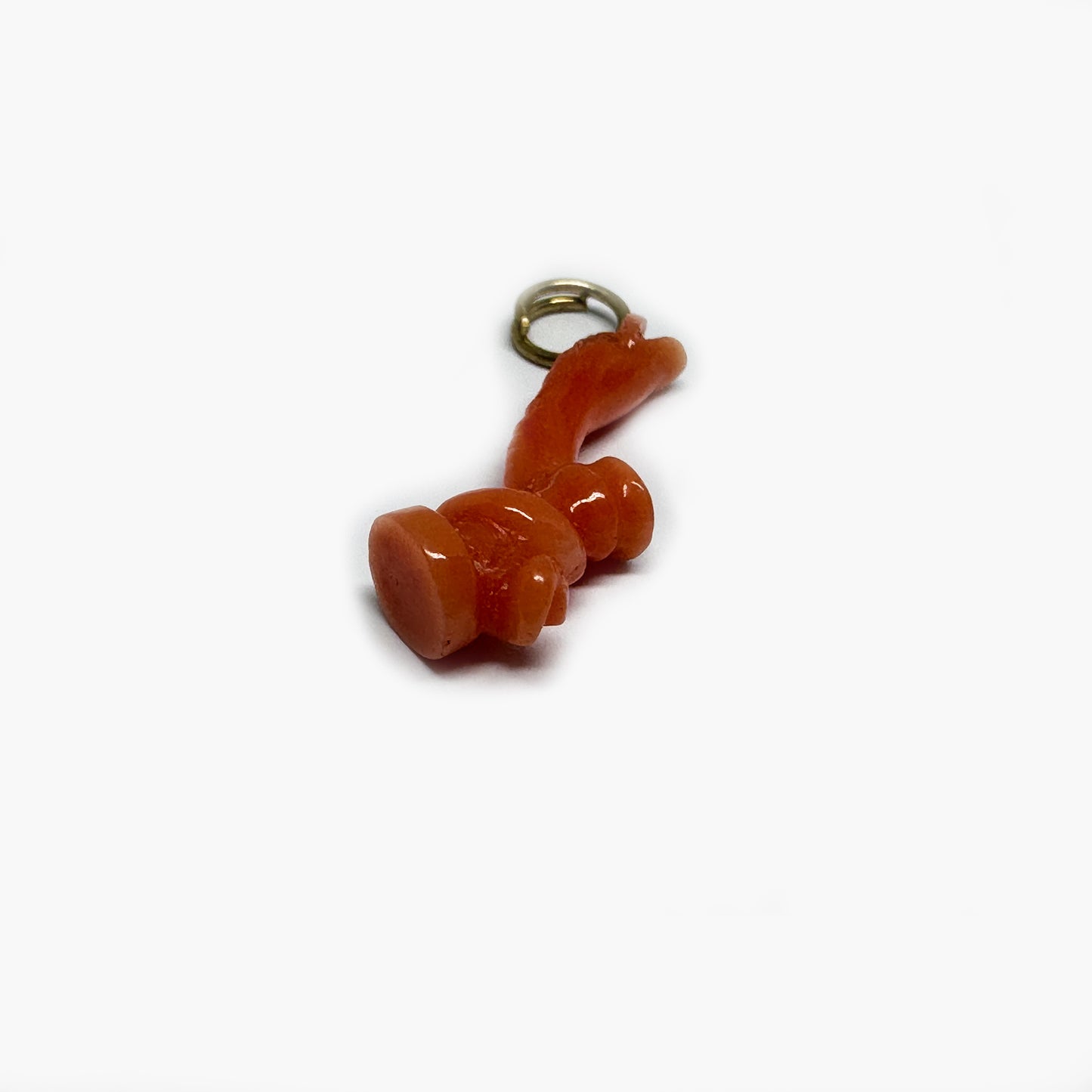 Antique Mediterranean 9k Gold Coral Serpent Pendant, 9ct Gold Talisman Charm, Carved Coral Mythical Creature, Protective Amulet