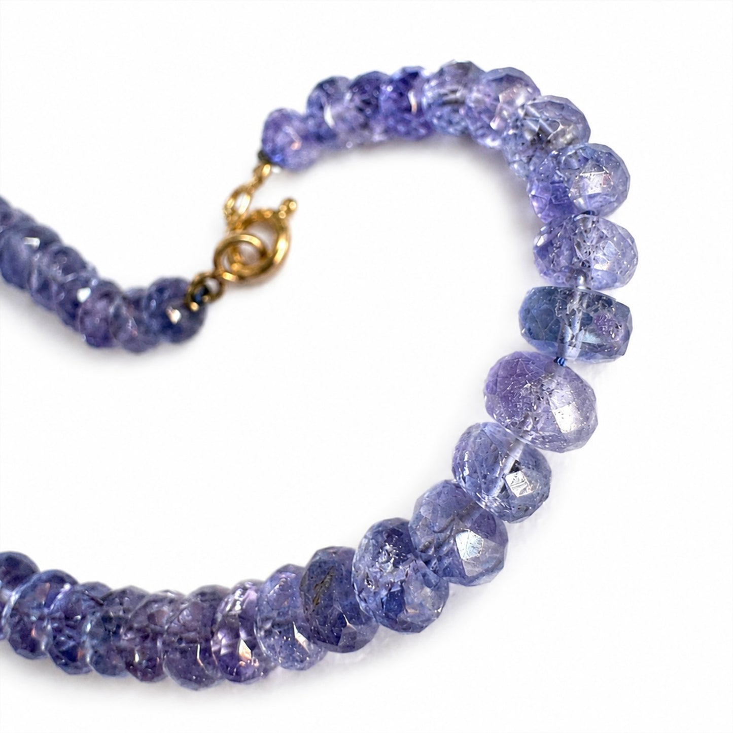 Vintage Iolite Bead Bracelet with 18k Gold Clasp, Faceted Blue Violet Gemstone Bracelet, Dainty Stacking Jewellery