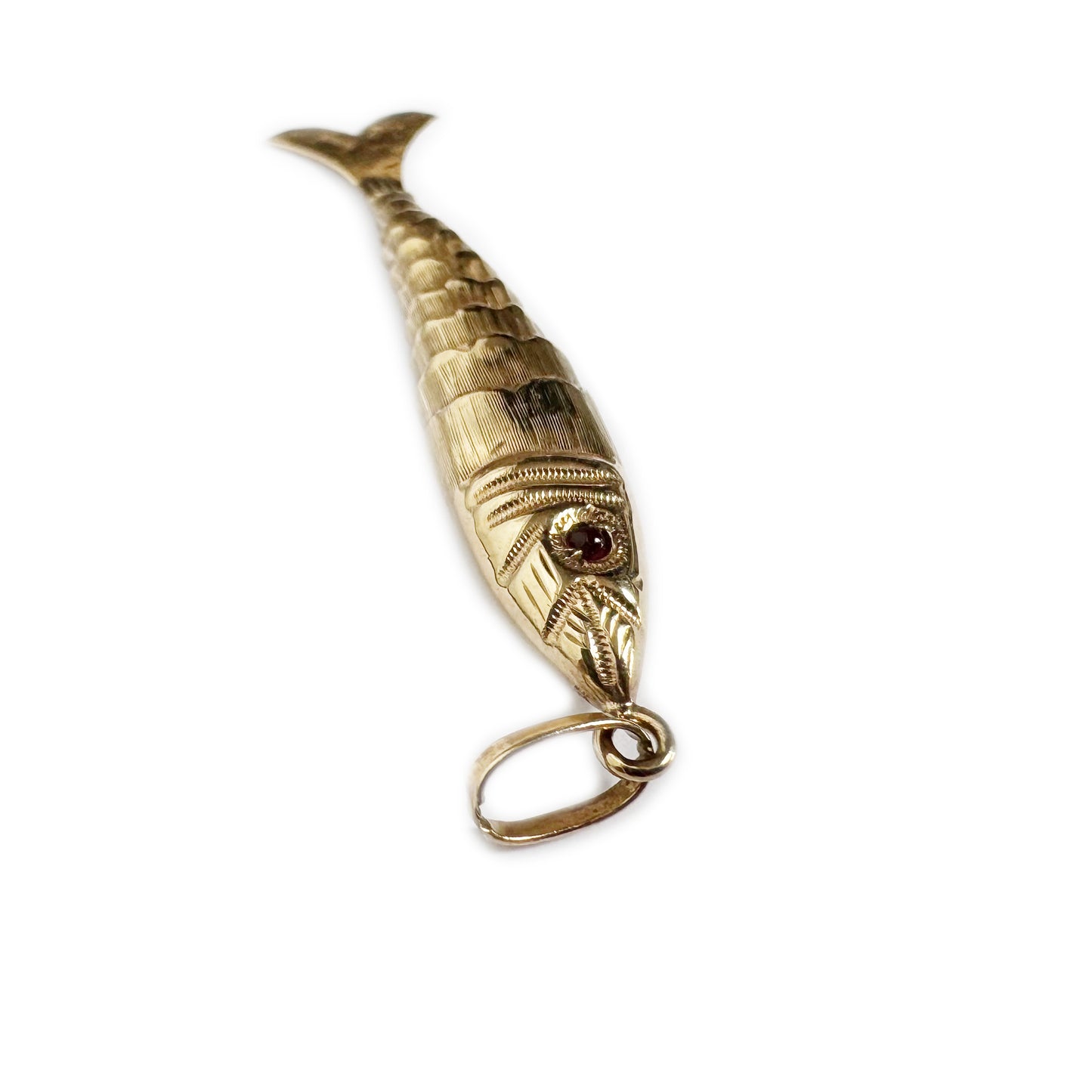 Vintage 9K Gold Fish, Articulated Gold Fish Pendant, Solid 9 ct Gold Water Animal Charm Pendant, Marine Pendant, 9 ct Fish Jewellery Charm