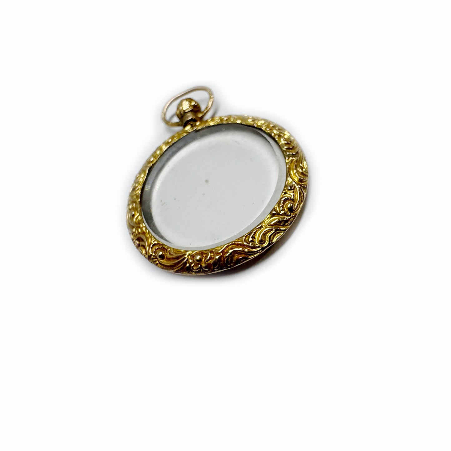 Antique Edwardian 9k Gold Embellished Locket Pendant, 9ct Chased Photo Locket