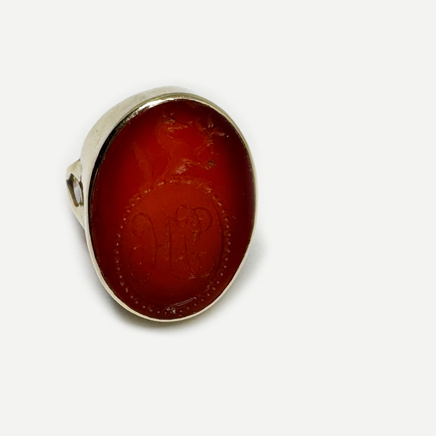 Antique 9k Gold Carnelian Intaglio Ring, Heraldic Coat Of Arms Motto, Edwardian Signet Ring, Family Crest Signet Ring, Seal Ring