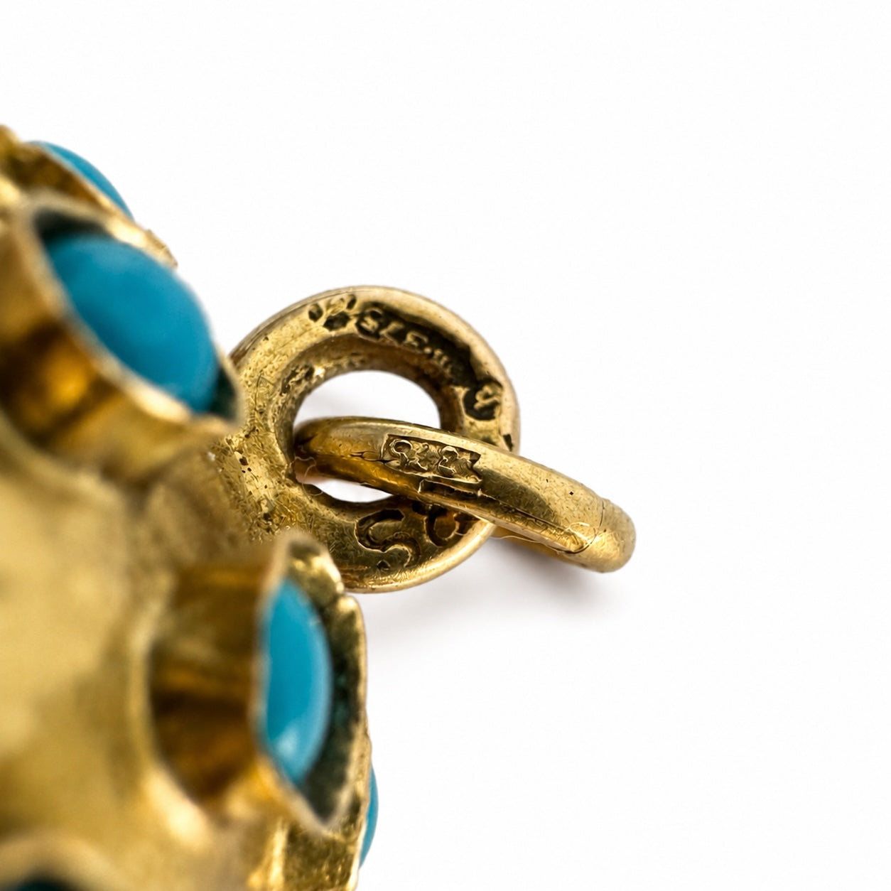 Vintage 9k Gold Sputnik Charm Pendant, Estate Turquoise 9 ct Orb Charm, 1960s Ball Charm, Turquoise Pendant 3d Sphere Charm