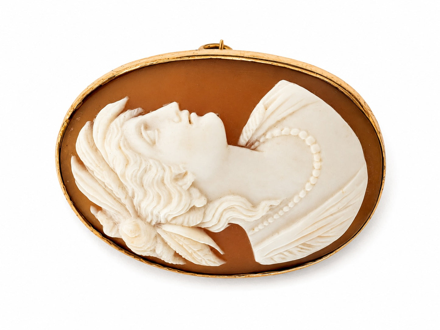 Antique Vintage 14k Gold Shell Cameo Brooch, Victorian Revival Italian Cameo Pin, Classical Lady Portrait Jewelry, 11 grams