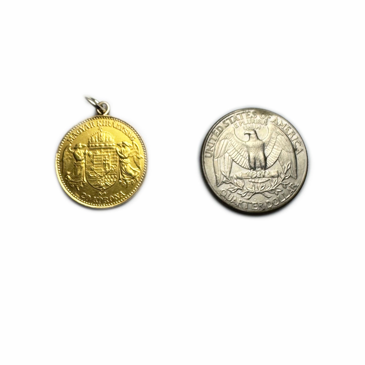 Antique 21k Solid Gold Hungarian 20 Korona Coin Charm, 21 ct Gold Coin Franz Joseph I Coin Pendant, Hungary  1896 Gold Coin Charm, 7.0 grams