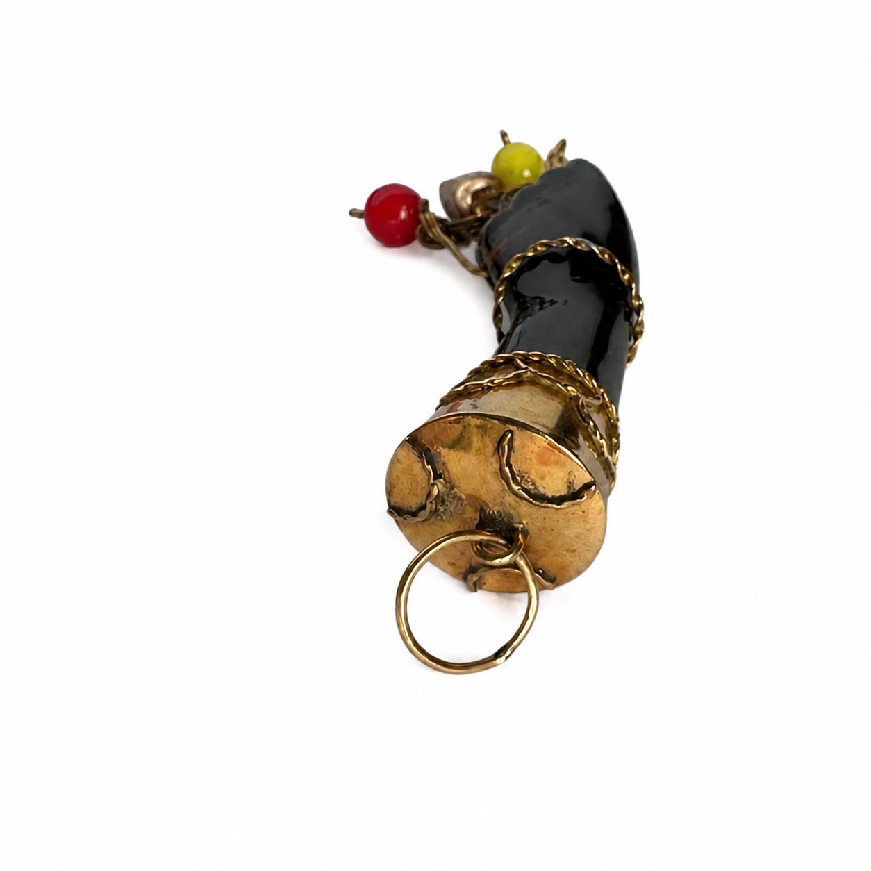 Antique 14k Gold Figa, Stained Horn, Charms, Figa Charm, Mano Fico, Fist, Lucky Charm, Amulet, Talisman, 14 ct Gold, Figa Pendant, Evil Eye