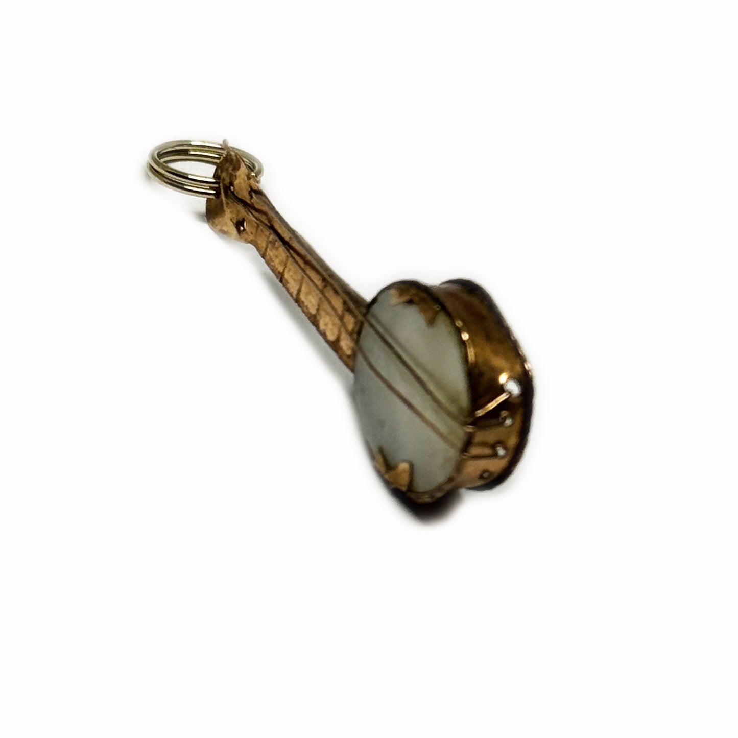 Antique 9k Gold Banjo Charm, 1920s Mother of Pearl Music Pendant, Gold String Instrument Charm, Musical Jewellery, Banjo Pendant, Music Gift