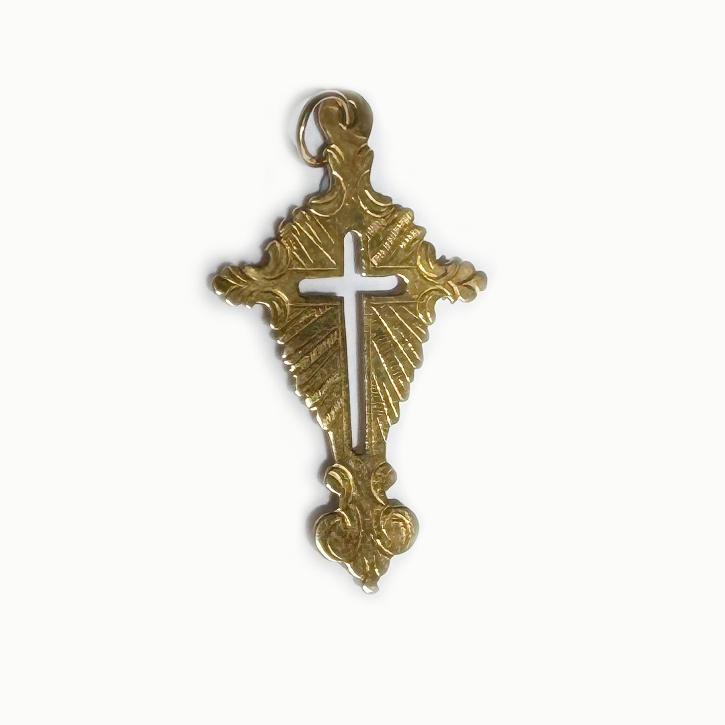 Antique 18k Georgian Cross, Rare Solid Gold Crucifix, 1800s, Continental Gold, 18ct Gold Cross, Early Victorian Period, Solid Gold, Engraved