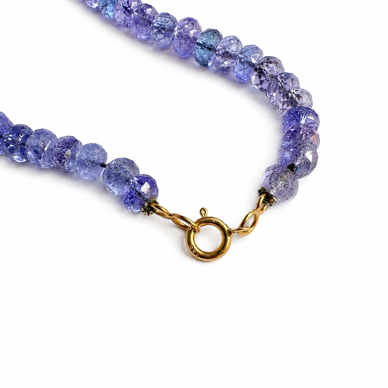 Vintage Iolite Bead Bracelet with 18k Gold Clasp, Faceted Blue Violet Gemstone Bracelet, Dainty Stacking Jewellery