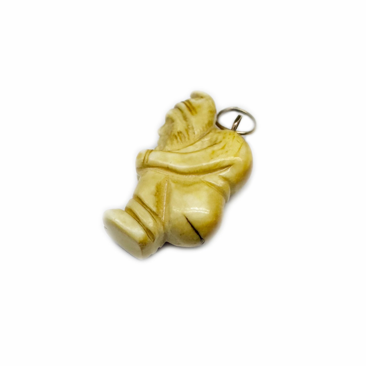 Victorian 9k Rose Gold Bone Gobbo Charm, Antique Lucky Pendant, Natural Bone Lucky Charm, 9 ct Gold, Hunchback, 1800s Good Luck Amulet