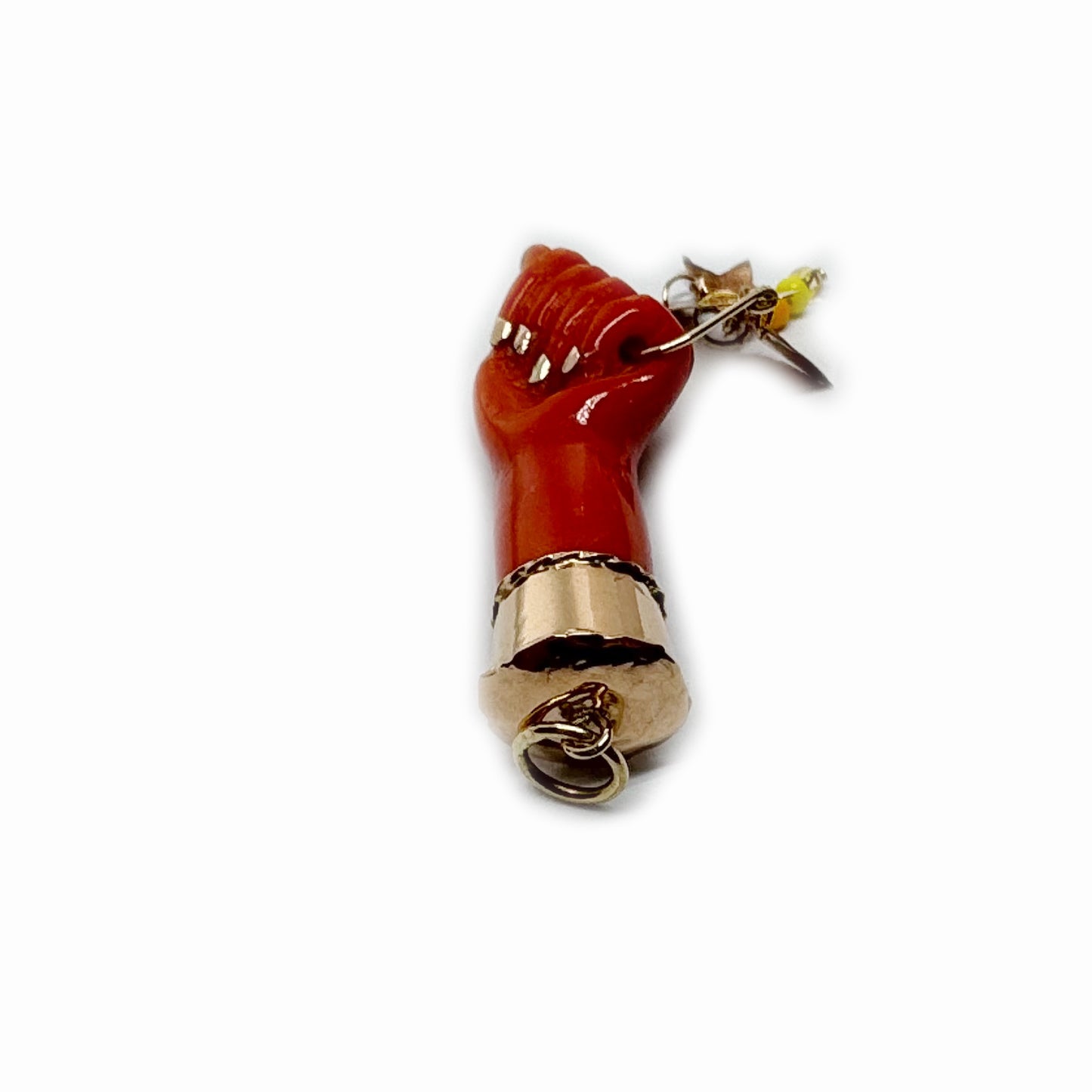 Vintage 14k Gold Figa, 1950s, Red Resin, Charms, Figa Charm, Mano Fico, Fist, Lucky Charm, Amulet, Talisman, Figa Pendant, Evil Eye