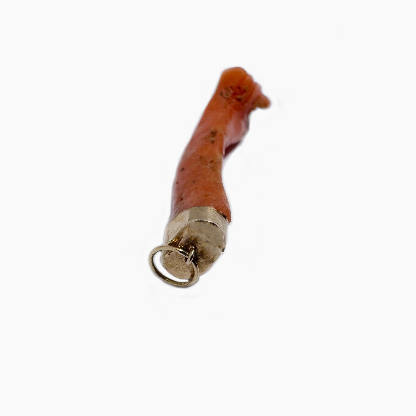 Antique Victorian 9k gold Coral Figa Hand Pendant, 9 ct Gold Amulet, Mediterranean Orange Coral Charm, Protective Lucky Talisman