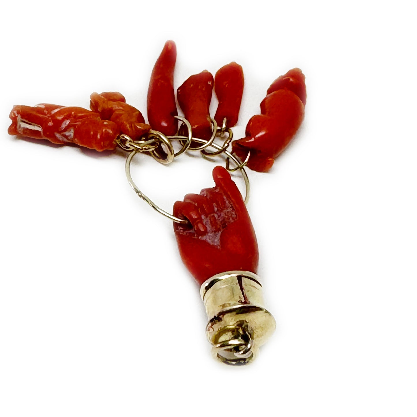 Antique 9k Gold Coral Hand Charm, 19th Century Natural Coral Fist Pendant, Victorian Figa Charm, Lucky Charm, Hand Amulet, Coral Evil Eye