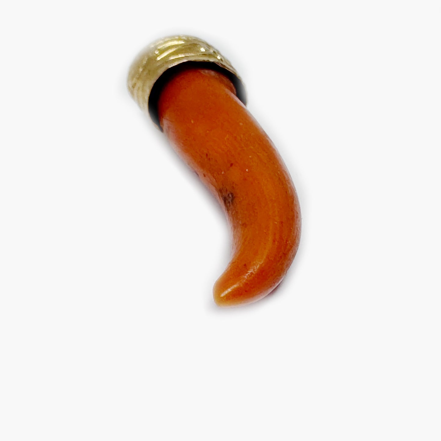 Antique 14k Rose Gold Coral Horn Pendant, 14 ct Gold Amulet, Mediterranean Coral, Natural Coral, Jewelry, Cornicello, Evil Eye, Corno Charm