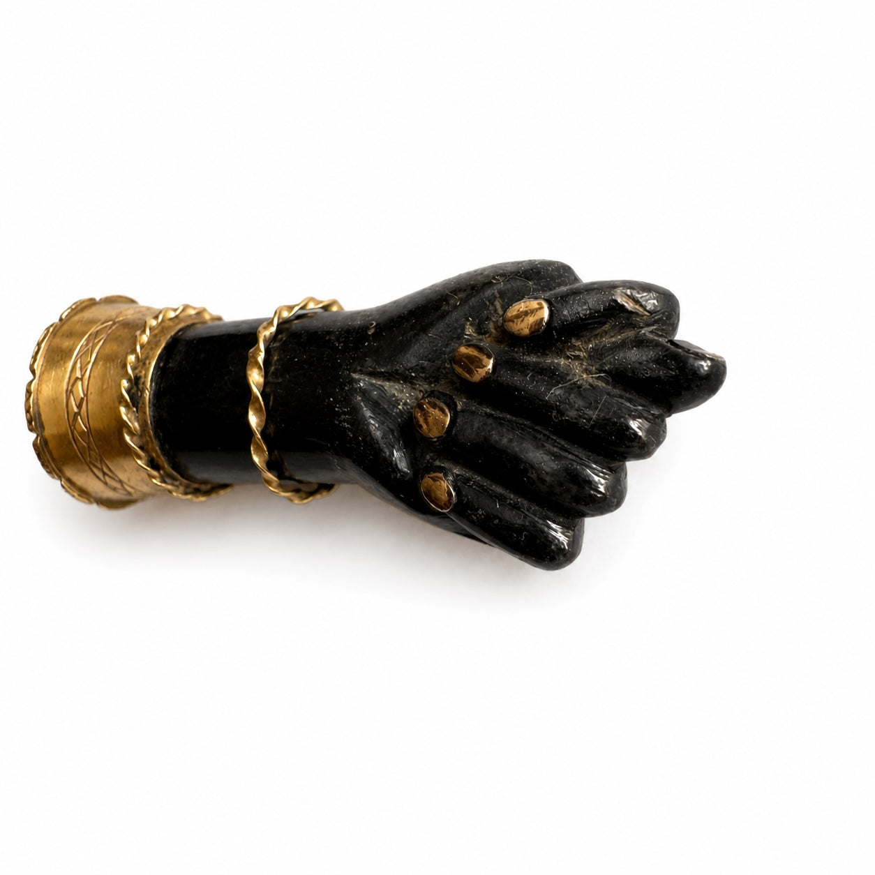 Antique 18K Gold Black Figa, Jet, Victorian Figa Pendant, Amulet, Mano Fico, Figa Pendant, Evil Eye, Figa Charm, Victorian Hand Amulet