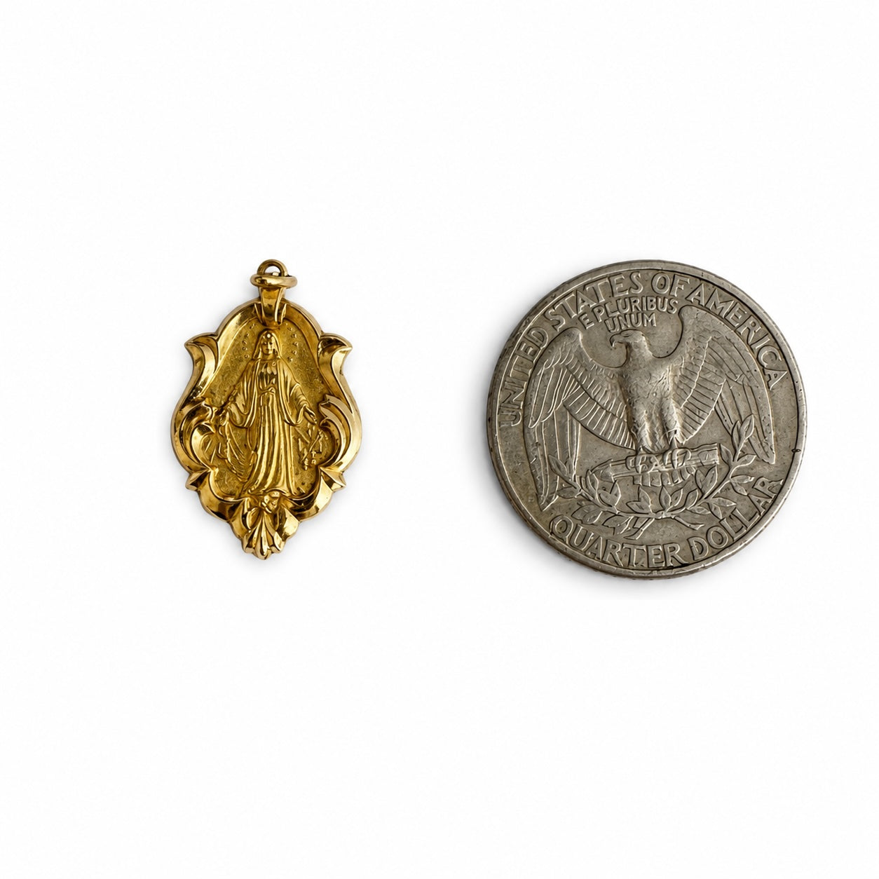 Vintage 18K Gold Miraculous Medal, Antique, Our Lady of Graces Pendant, 18 ct Gold, Portuguese Medal, Catholic Pendant, Gold Religious Charm