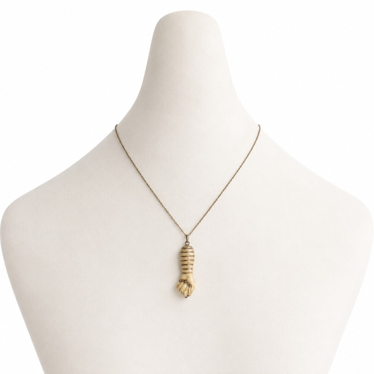 Antique Victorian 14k Gold Bone Figa Charm, Mano Fico Lucky Talisman Pendant