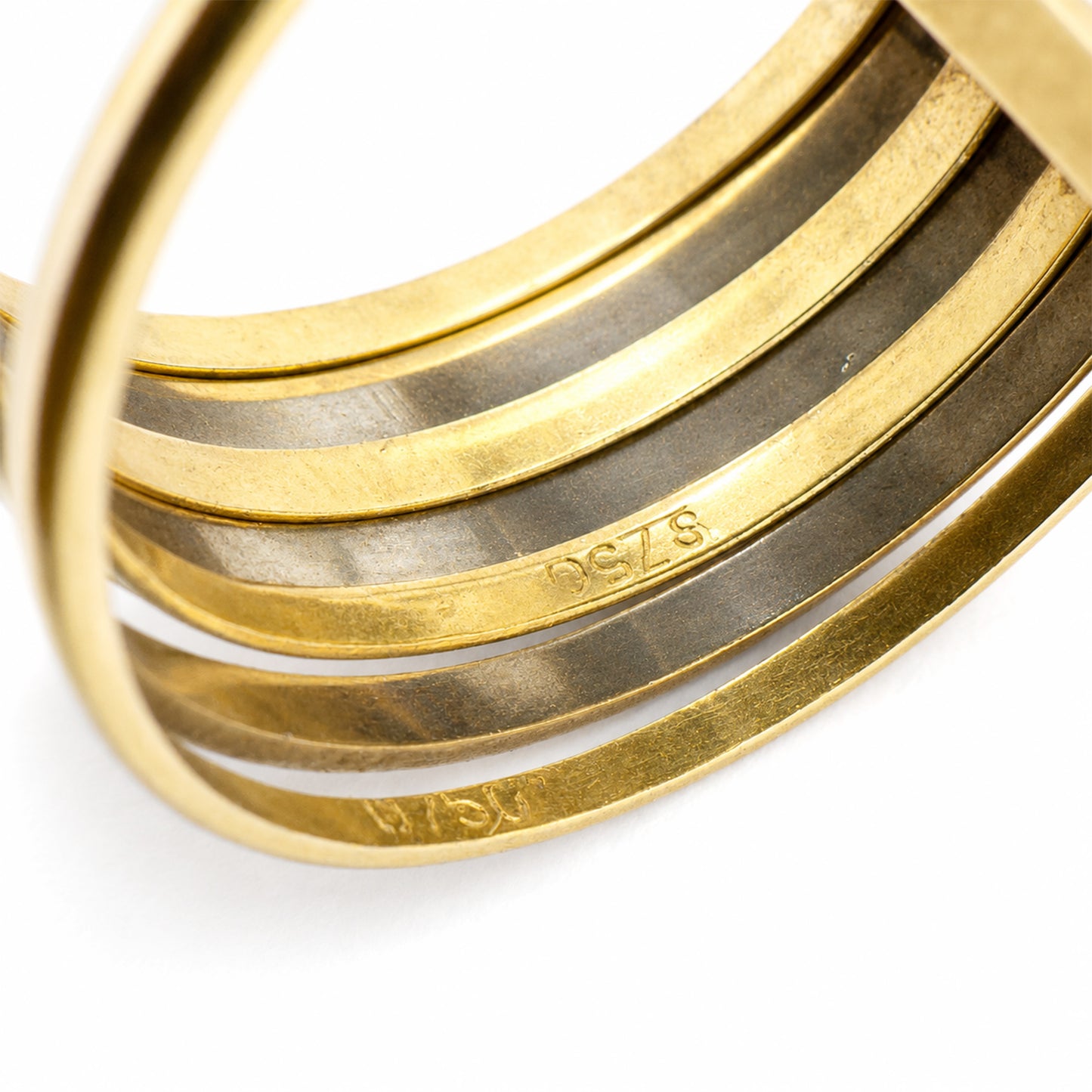 Vintage 18k Gold Semainier Ring, 18ct Gold Seven Bands Ring, Seven Days Ring, Gift For Her, Solid Gold Ring, 1950s, Stackable Ring