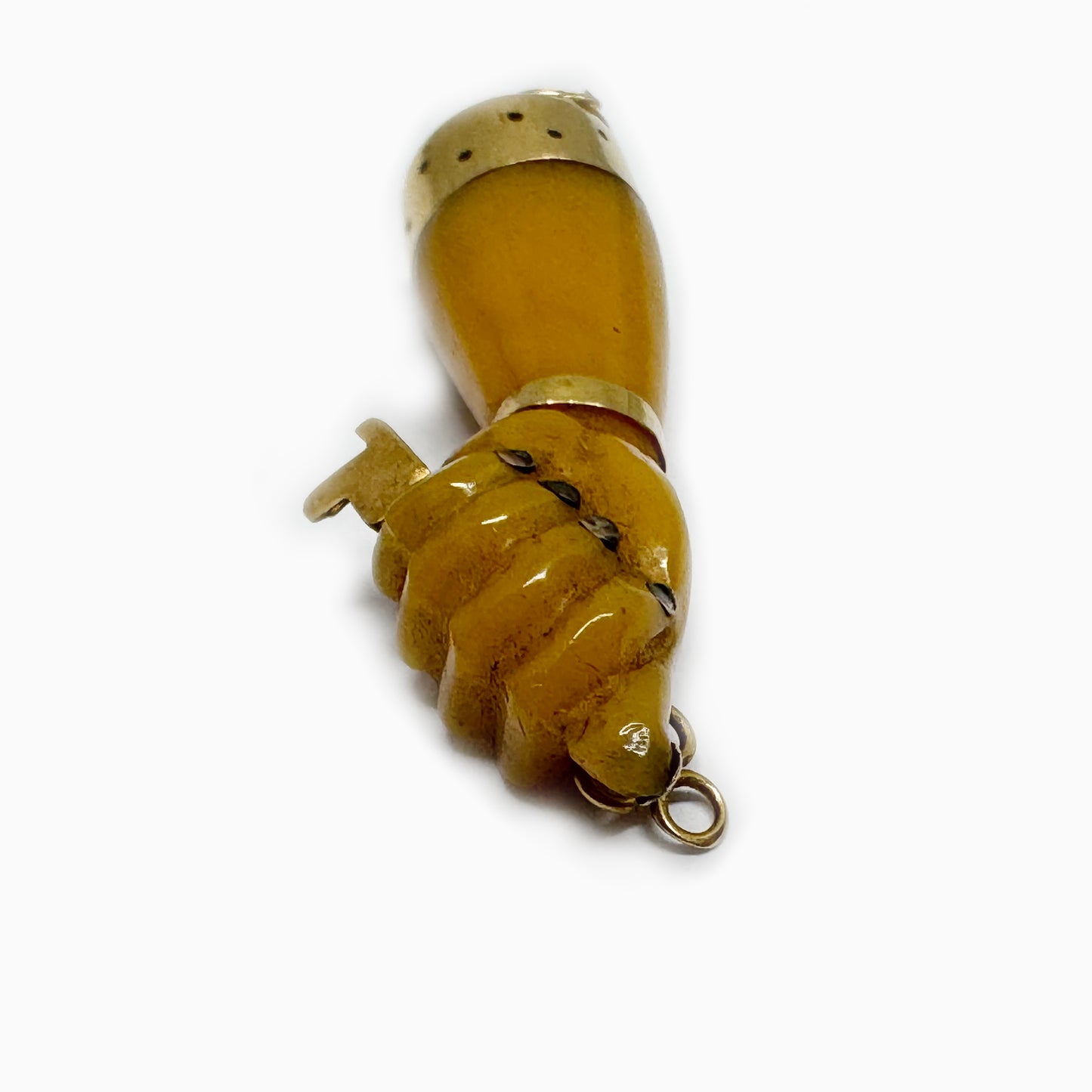 Vintage 18k Gold Hand Amulet Lucky Charm, 1960s Figa Mano Fico Pendant 18 ct Gold, Hand Amulet Lucky Charm, Bakelite Fist