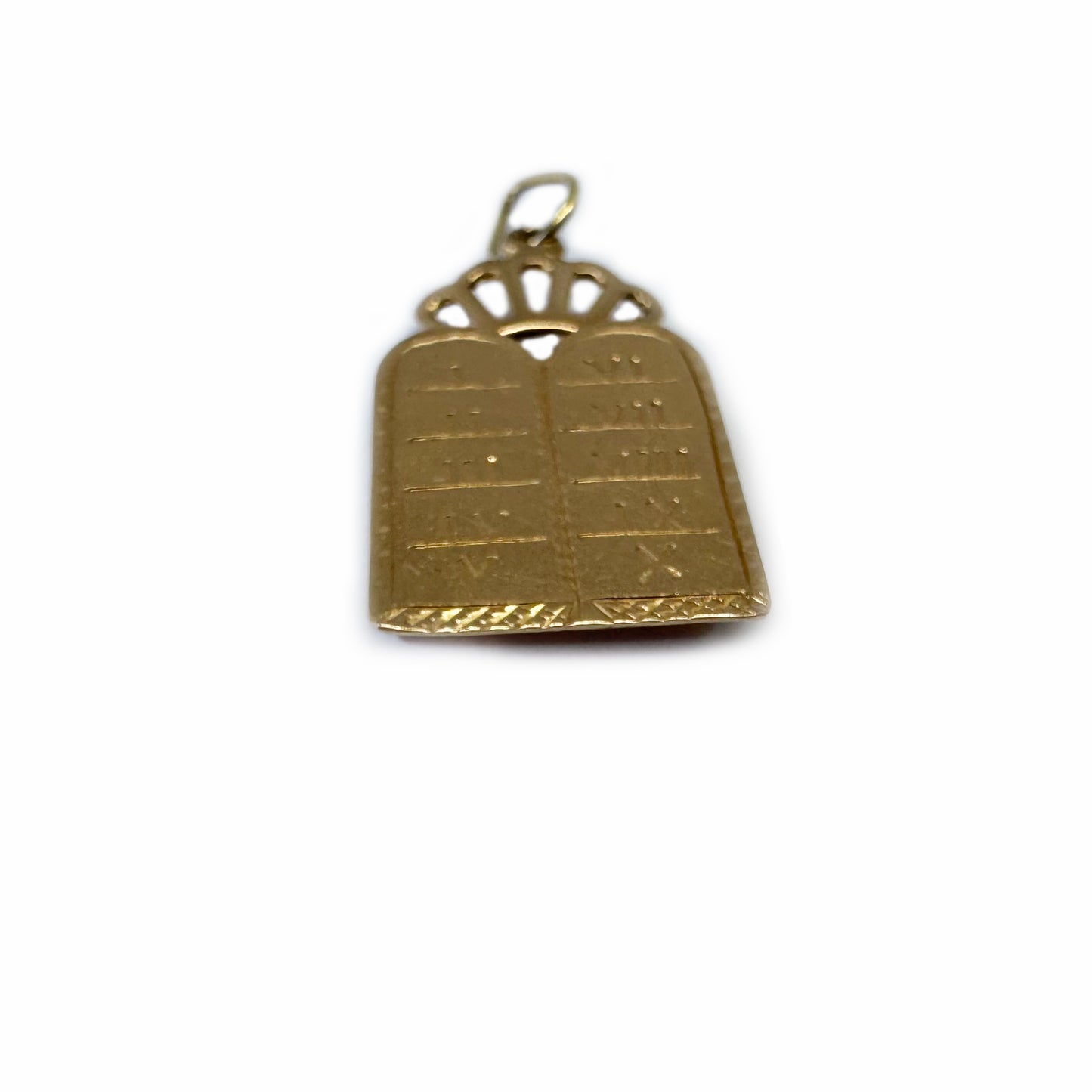 Vintage 18k Gold Ten Commandments Pendant, Jewish Crowned Tablets Locket, Solid 18 ct Yellow Gold Judaica Jewelry