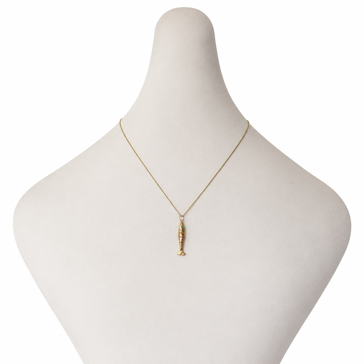 Vintage 18k Gold Articulated Fish Pendant, Moving Fish Charm, Turquoise Eyes, Mid Century 18 ct Gold Lucky Charm, Nautical Jewellery