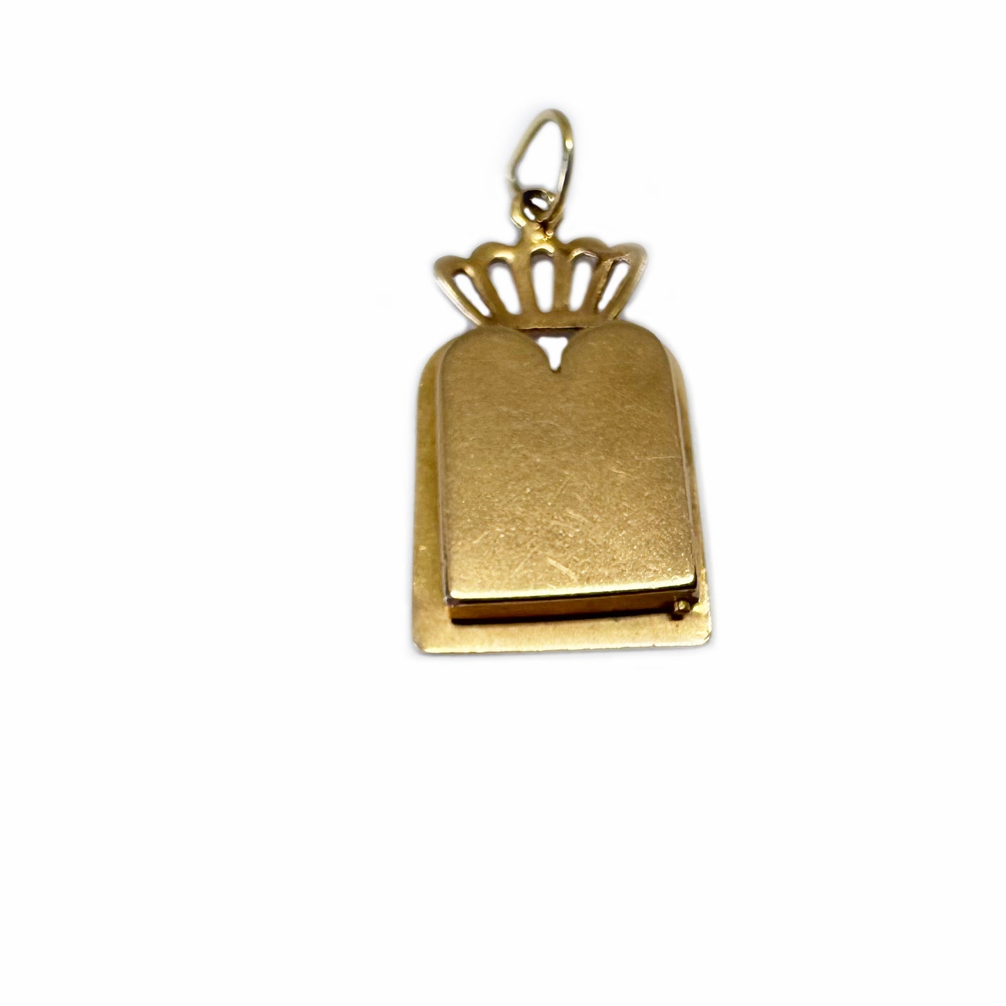 Vintage 18k Gold Ten Commandments Pendant, Jewish Crowned Tablets Locket, Solid 18 ct Yellow Gold Judaica Jewelry