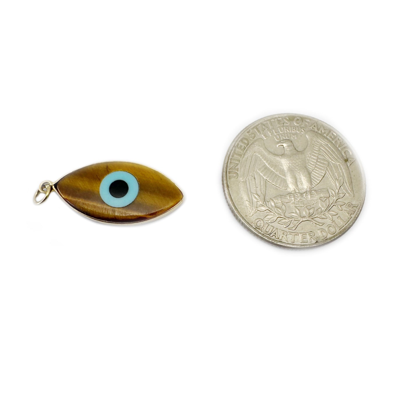 Vintage 18K Gold Tiger's Eye Evil Eye Charm Pendant, Lucky Protection Talisman, Blue Eye Amulet, Italian Gold Nazar Pendant, Tiger Eye