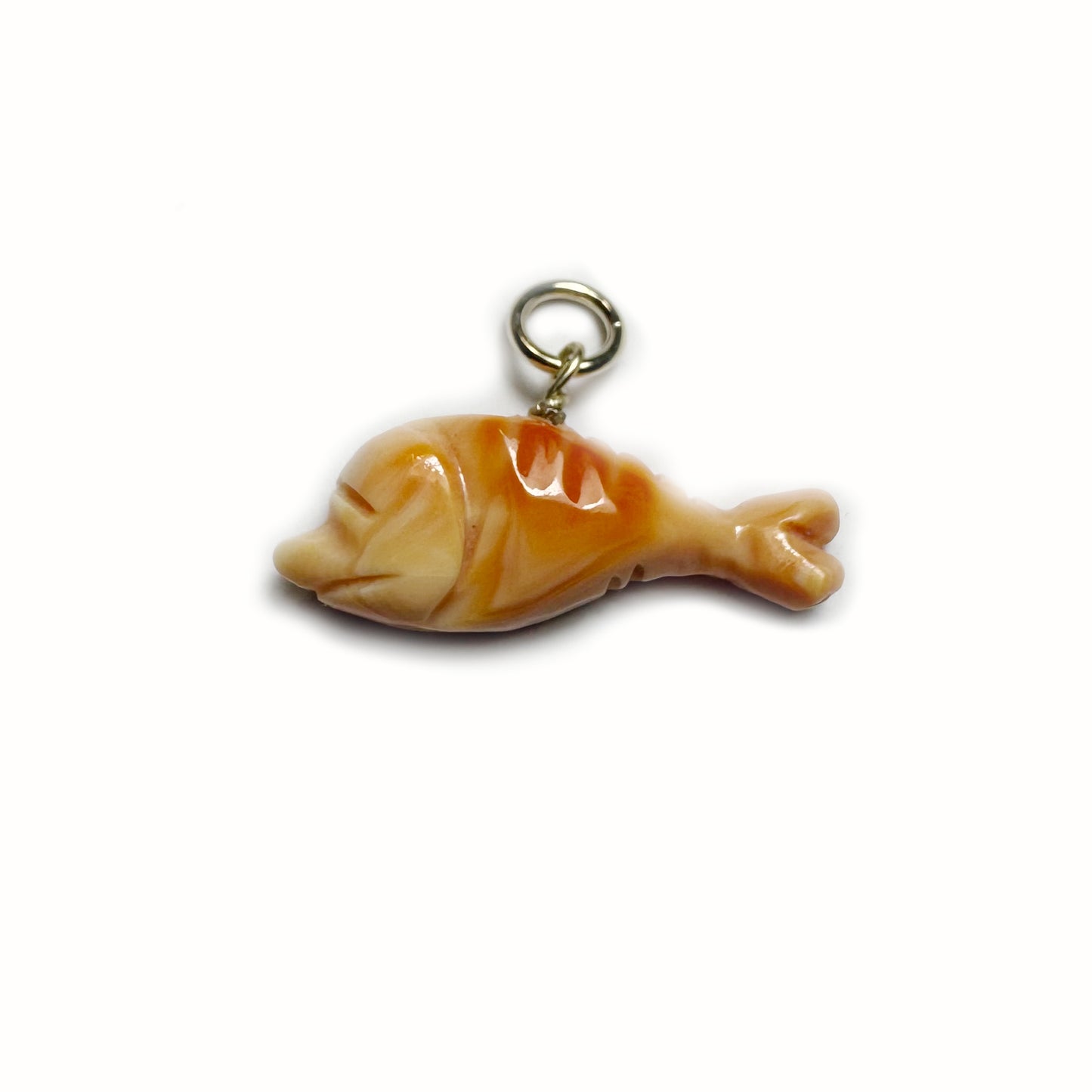 Antique 9k Gold Shell Fish, Animal Charm, Carved Shell, Animal Pendant, Natural Coral, Sea Lover, Marine Lovers Gifts, Gift For Her