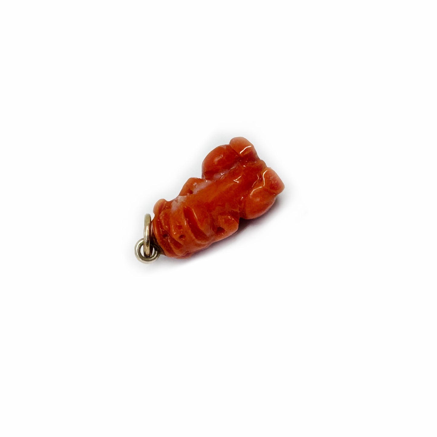 Antique 9k Gold Natural Coral Animal Pendant, Victorian 9 ct Gold Charm Fabled Creature, 1800s Pendant, Animal Amulet, Coral Jewelry