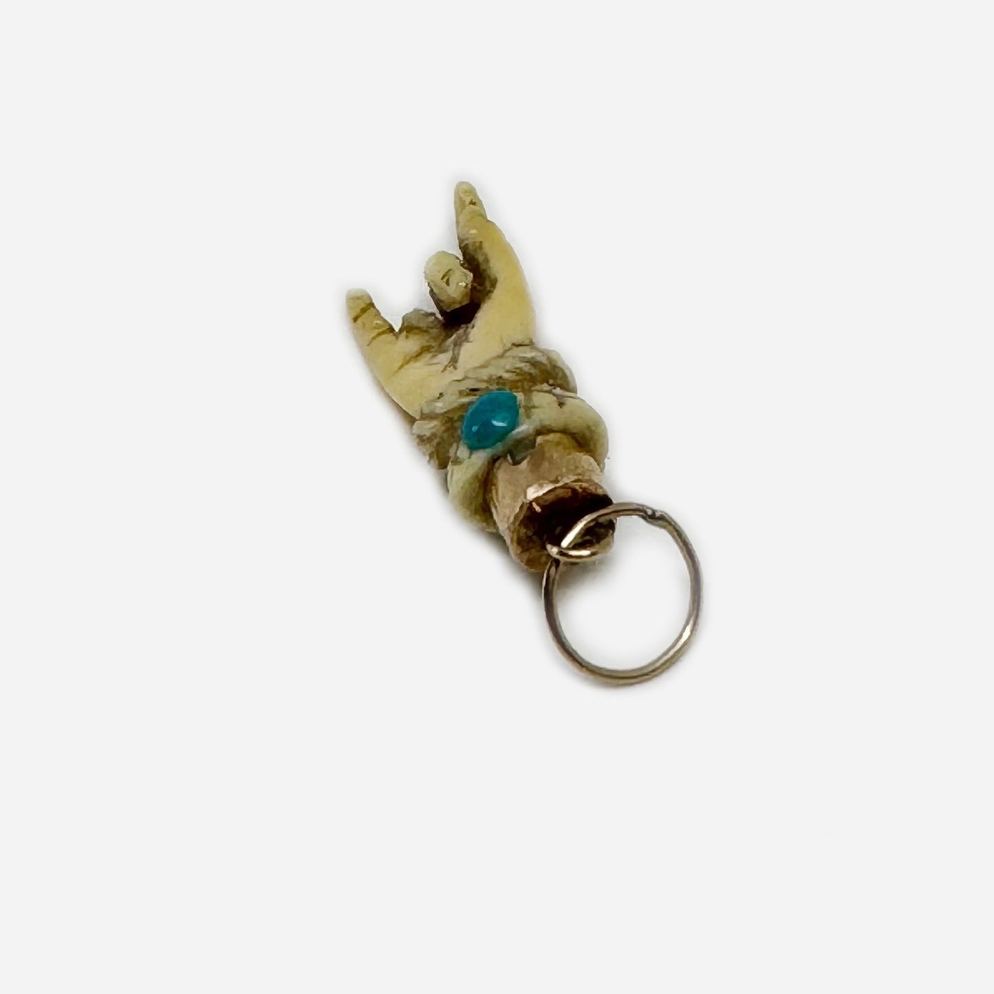 Antique 9k Gold Bone Horned Hand, 9ct Gold Lucky Charm, Victorian, Figa Charm, Sign of Horn, Mano Cornuto, Evil Eye, Protection Jewelry