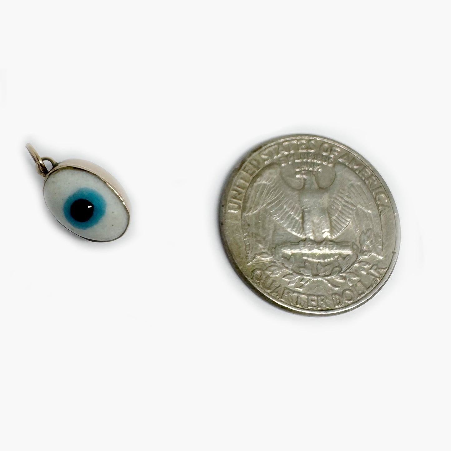 Vintage 9k Gold Evil Eye Charm, Double-Sided Glass Amulet, 1950s Talisman Pendant