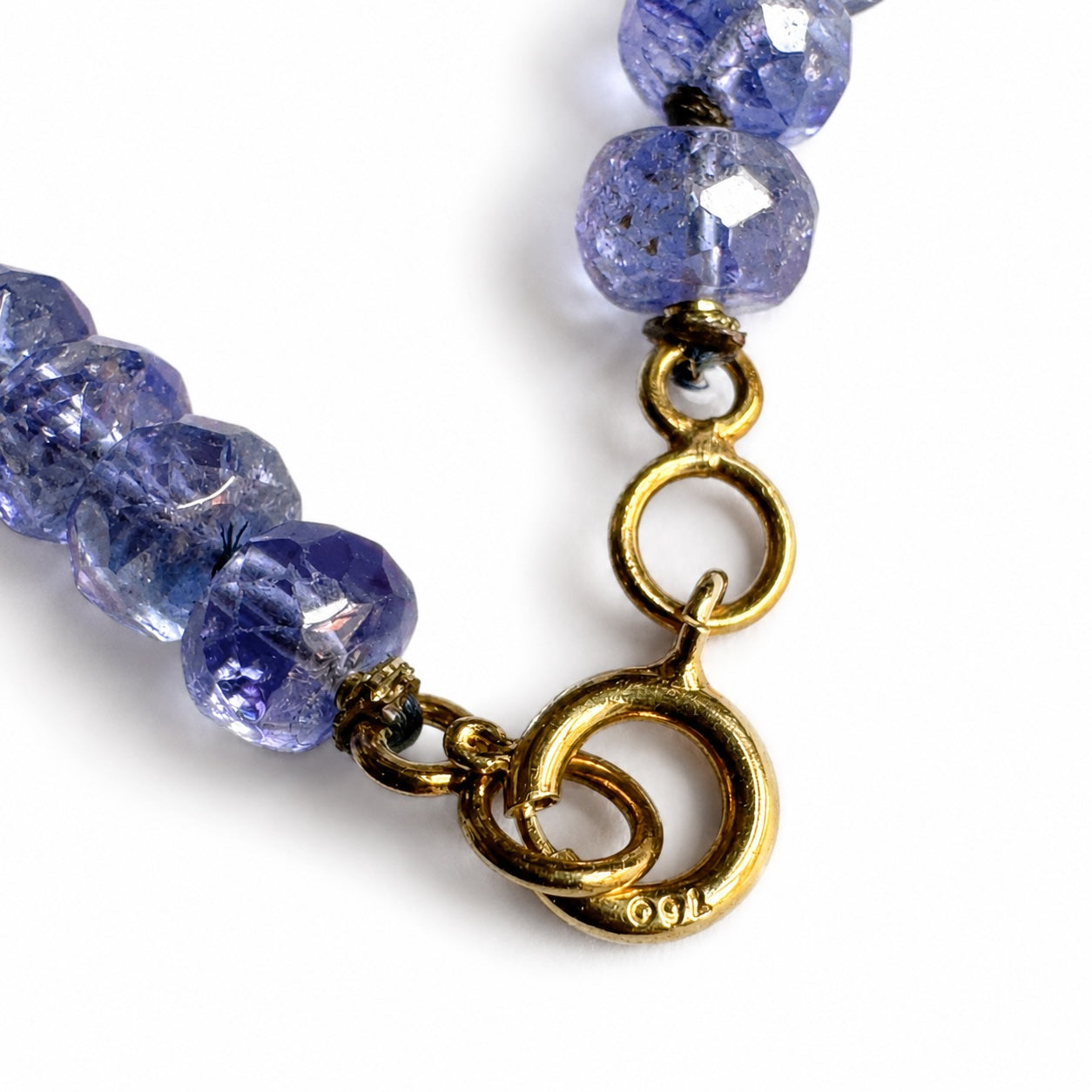 Vintage Iolite Bead Bracelet with 18k Gold Clasp, Faceted Blue Violet Gemstone Bracelet, Dainty Stacking Jewellery