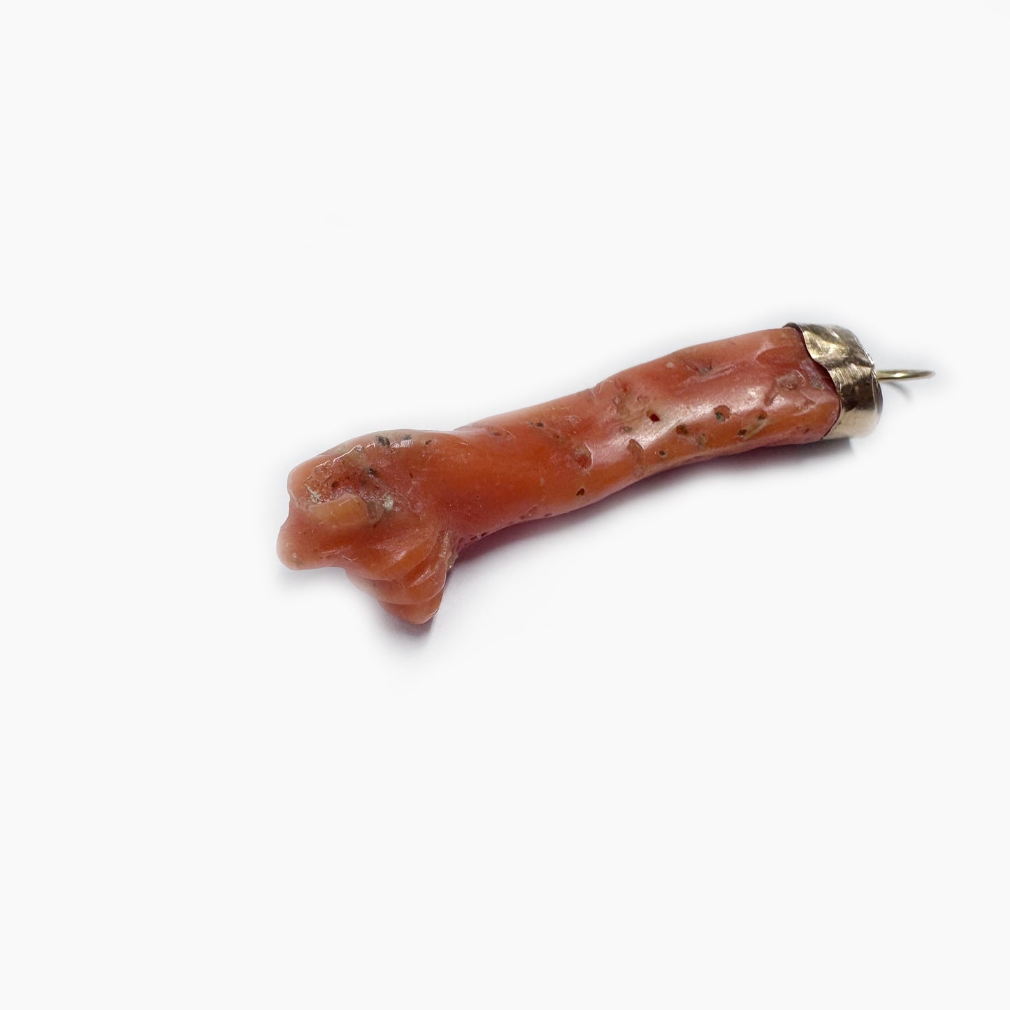 Antique Victorian 9k gold Coral Figa Hand Pendant, 9 ct Gold Amulet, Mediterranean Orange Coral Charm, Protective Lucky Talisman