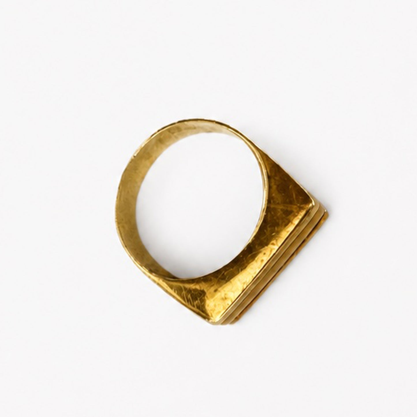 Vintage 18K Gold Geometric Modernist Ring, Unisex Stepped Statement Design, 18 ct Gold Tank Ring, Size 6