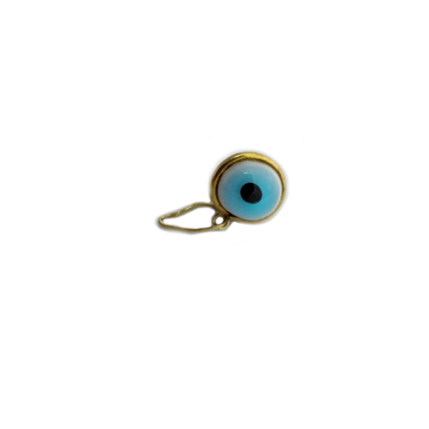 Vintage 18k Gold Evil Eye Charm Pendant, Glass Protection Amulet, 1950s Gold Talisman, Evil Eye Fob for Luck, 18 ct Gold Charm, Amulet