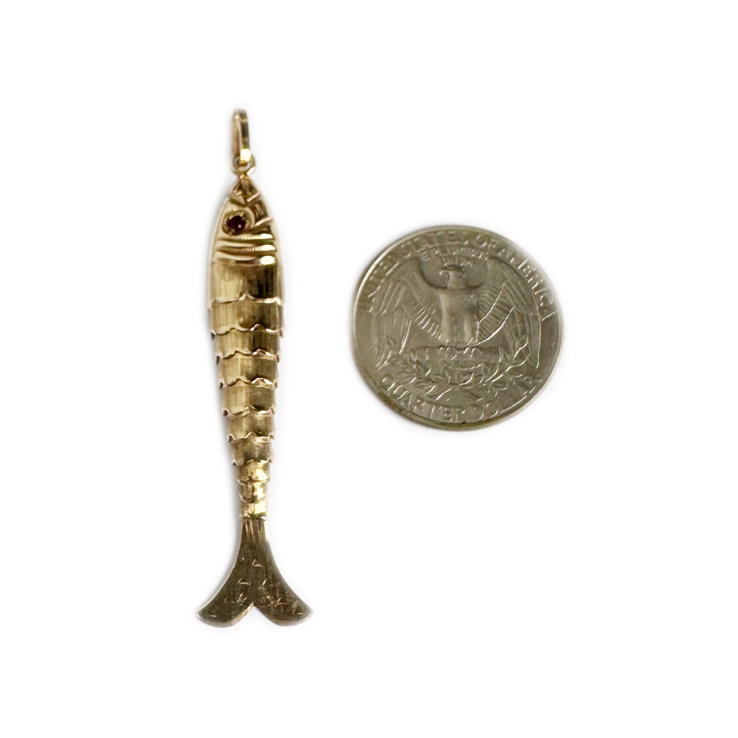 Vintage 9K Gold Fish, Articulated Gold Fish Pendant, Solid 9 ct Gold Water Animal Charm Pendant, Marine Pendant, 9 ct Fish Jewellery Charm