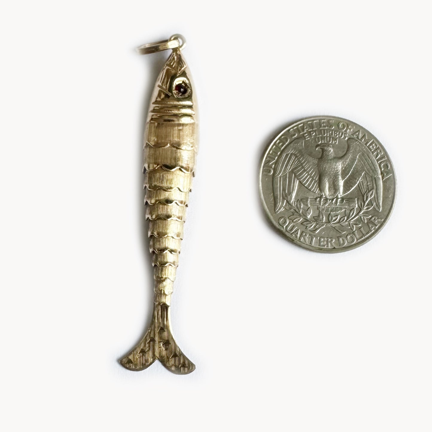 Vintage 9K Gold Fish, Articulated Gold Fish Pendant, Solid 9 ct Gold Water Animal Charm Pendant, Marine Pendant, 9 ct Fish Jewellery Charm