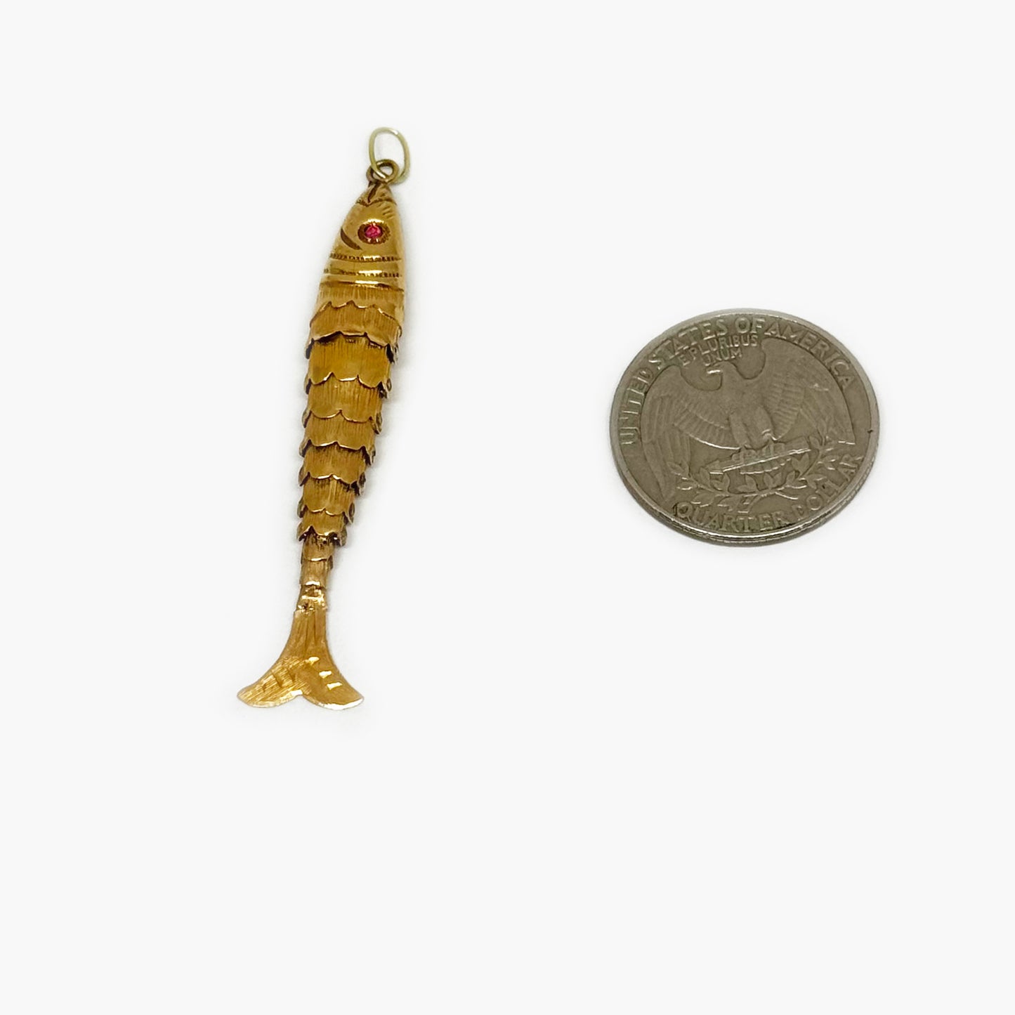 Vintage 18K Gold Fish, Articulated Fish Pendant, Antique Charm, Flexible Fish Pendant, 18 ct Gold Fish, Marine Animal Jewelry, 3.3 Grams