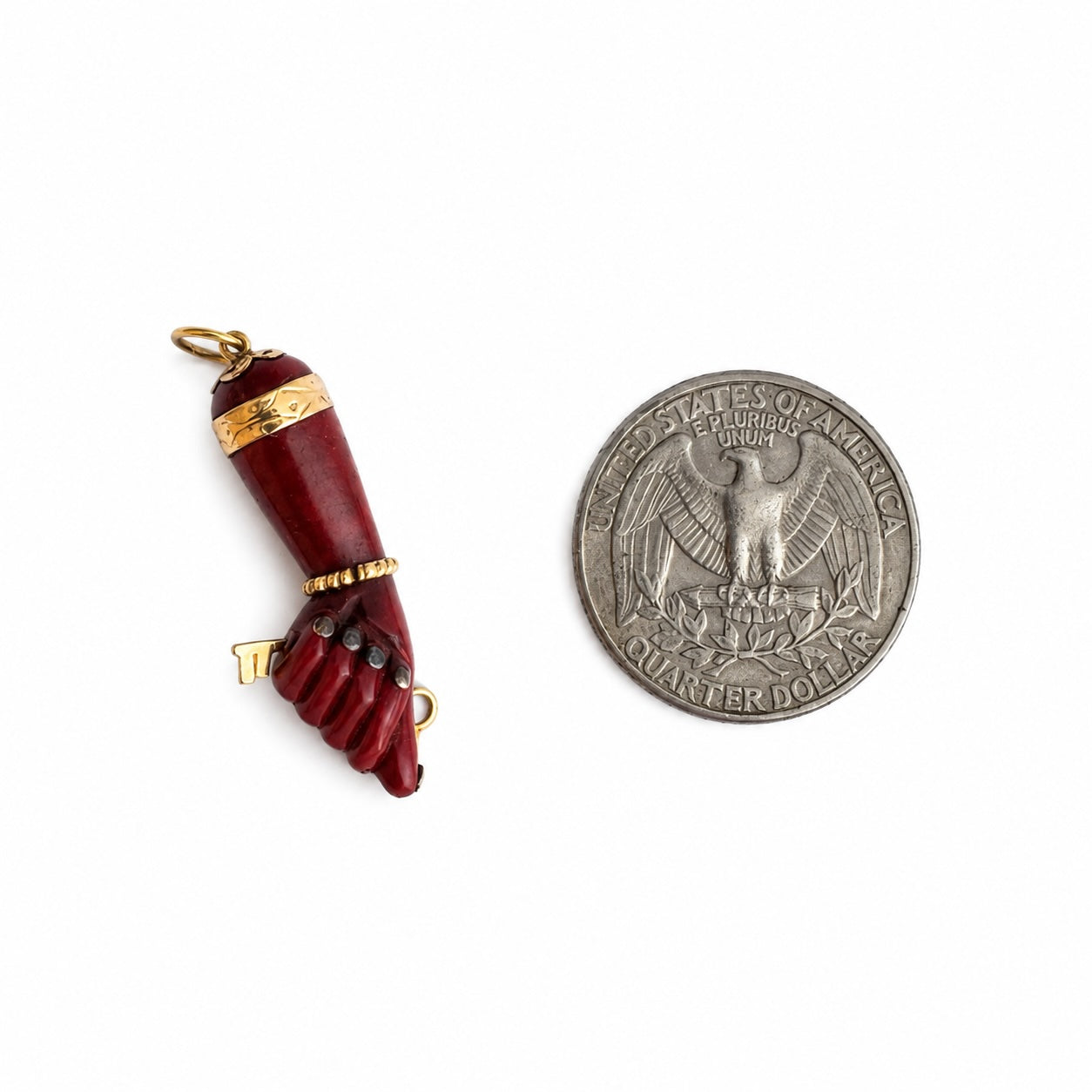Vintage 16k Gold Resin Figa, 16 ct Gold Burgundy 1950's Bakelite, Amulet, Figa Charm, Pendant, Mano Fico, Evil Eye, Freedom, Lucky Charm