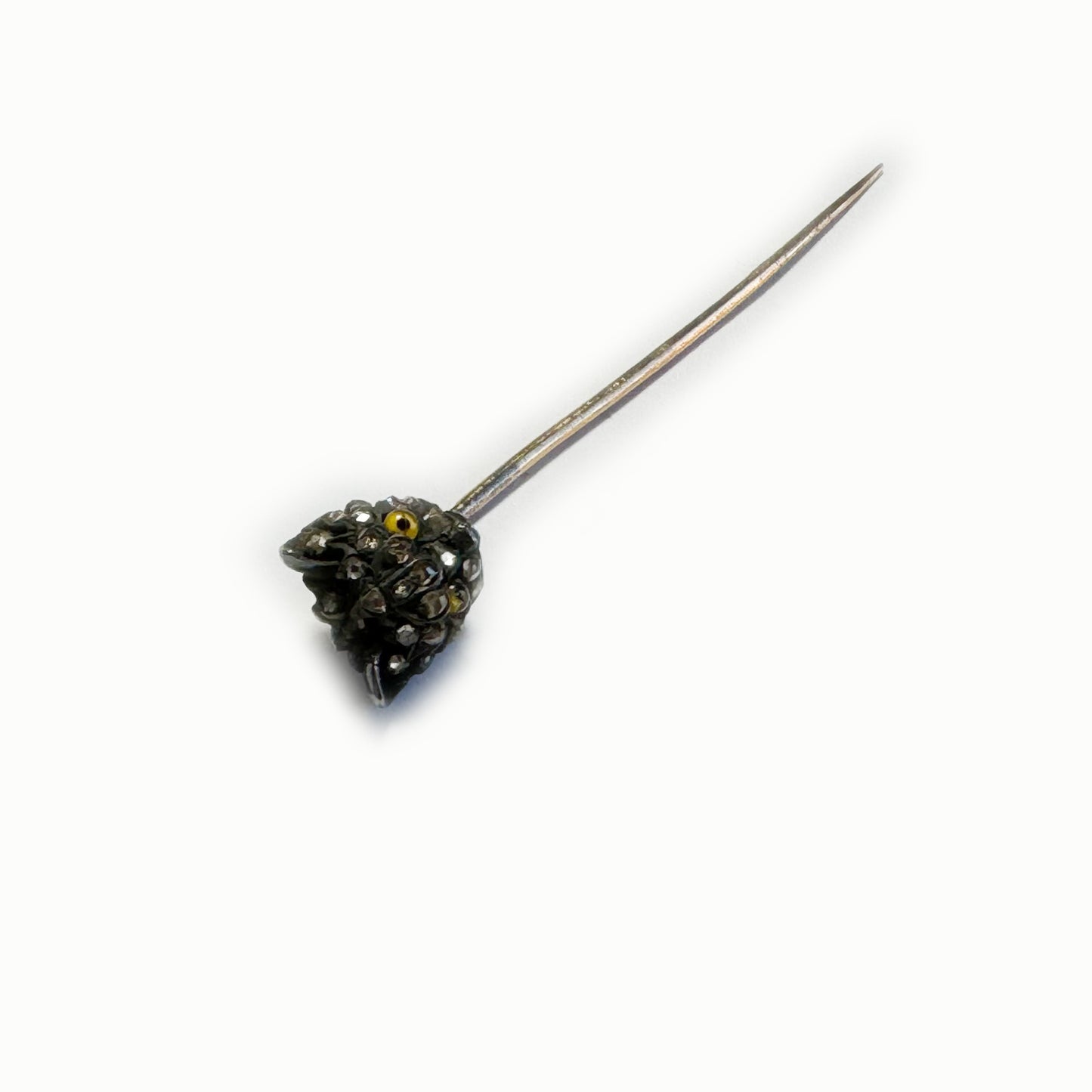 Antique 18k Gold Rose Cut Diamond Cat Stick Pin, Victorian Animal Pin, Cat Lover, Cravat Pin, 1800s, Tie Pin, Cat Jewellery, 18 ct Gold Cat