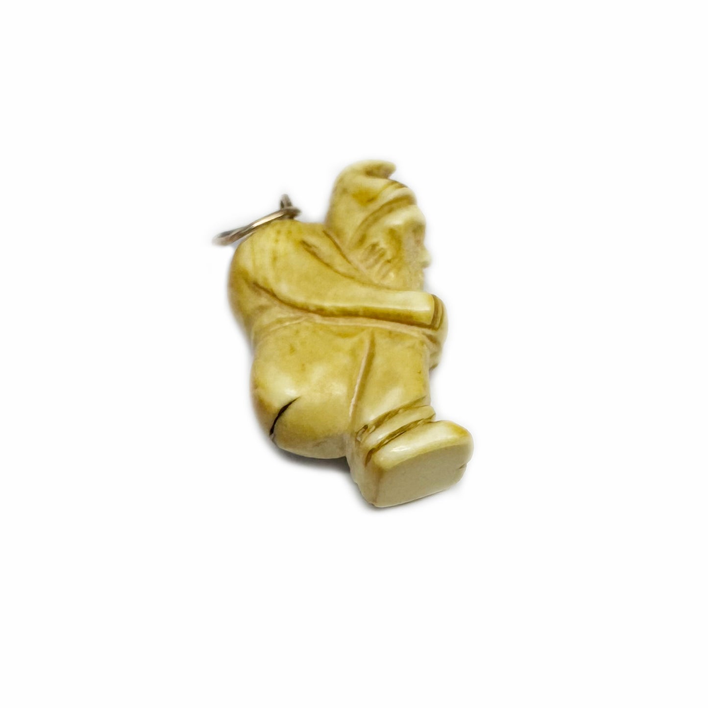 Victorian 9k Rose Gold Bone Gobbo Charm, Antique Lucky Pendant, Natural Bone Lucky Charm, 9 ct Gold, Hunchback, 1800s Good Luck Amulet