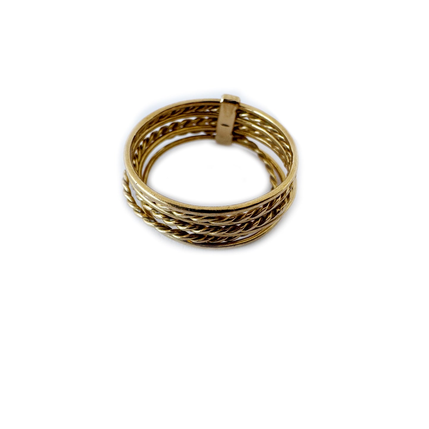Vintage 18k Gold Semainier Ring, 18ct Gold Seven Bands Ring, Seven Days Ring, Gift For Her, Solid Gold Ring, 1950s, Stackable Ring