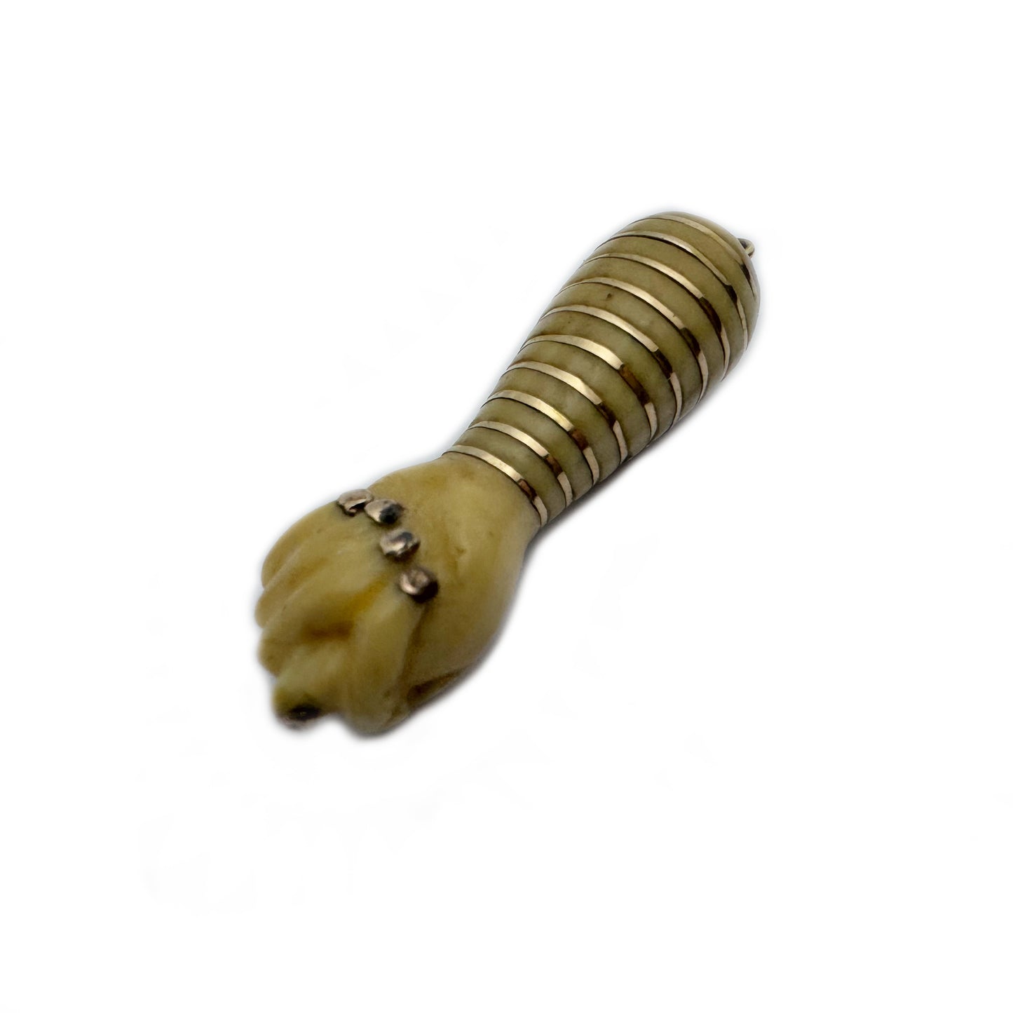 Antique Victorian 18k Gold Bone Figa Charm, Mano Fico Lucky Talisman Pendant