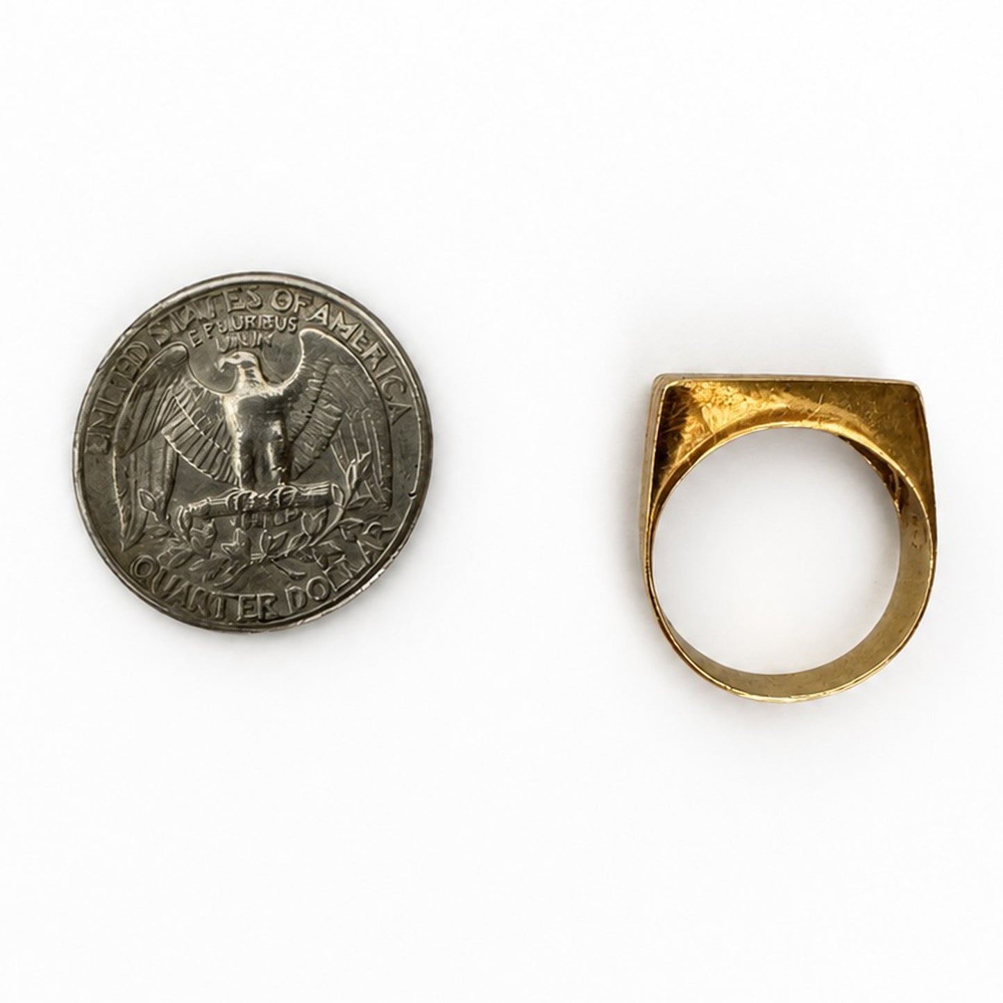 Vintage 18K Gold Geometric Modernist Ring, Unisex Stepped Statement Design, 18 ct Gold Tank Ring, Size 6