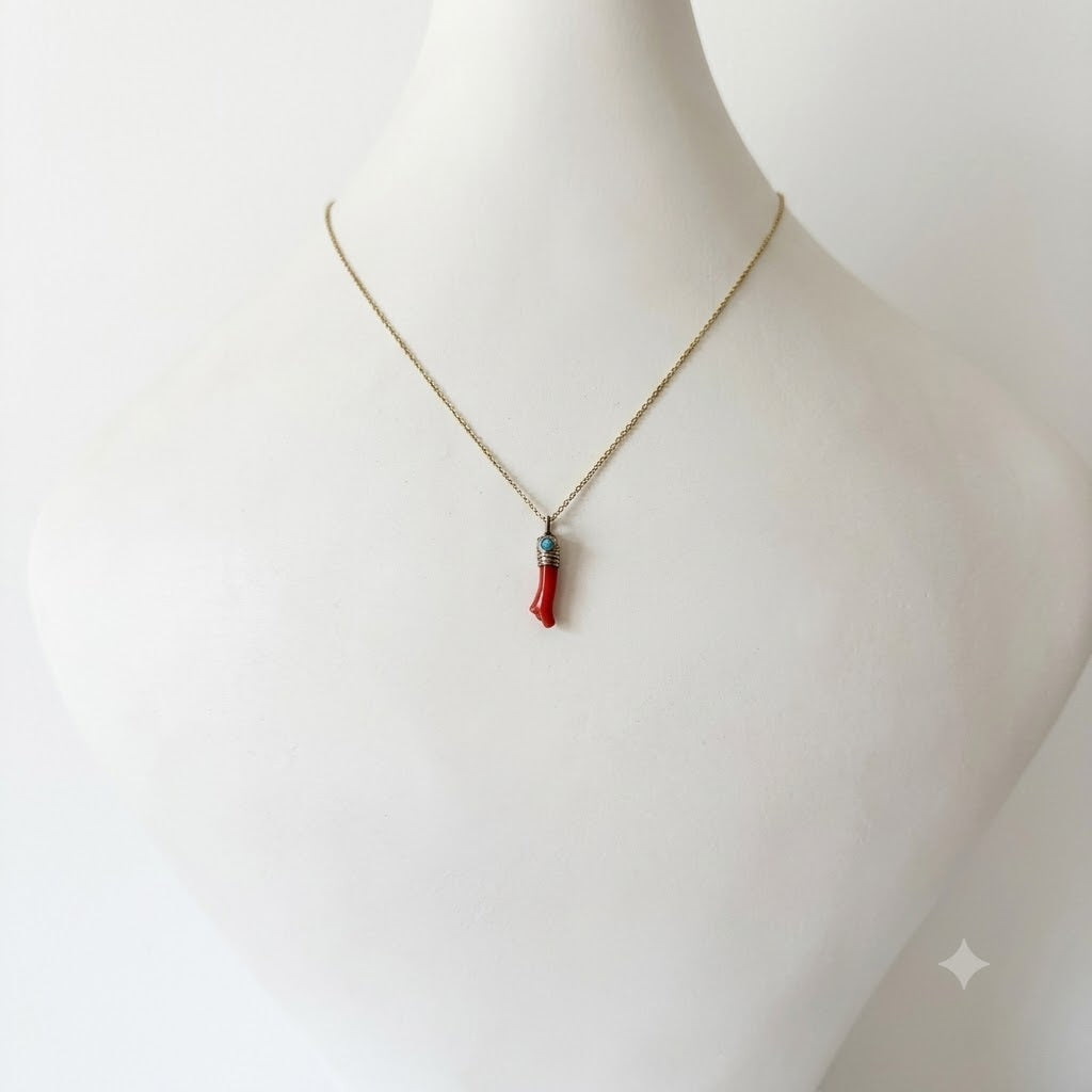 Antique Victorian Natural Coral Figa Pendant, Hand Carved Mano Fico, Gold Plated Hand Amulet, Lucky Talisman Charm, 19th Century Coral Hand