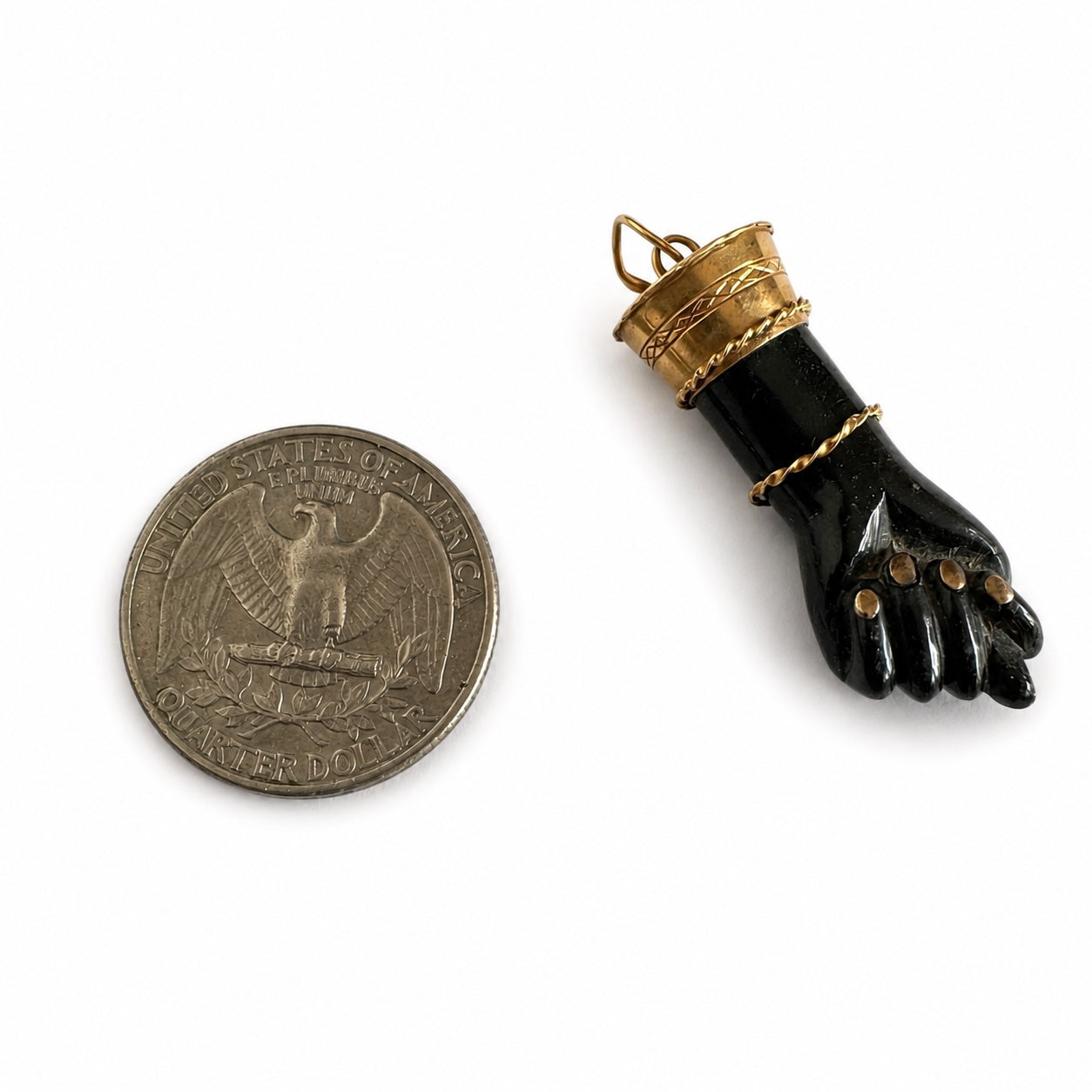 Antique 18K Gold Black Figa, Jet, Victorian Figa Pendant, Amulet, Mano Fico, Figa Pendant, Evil Eye, Figa Charm, Victorian Hand Amulet