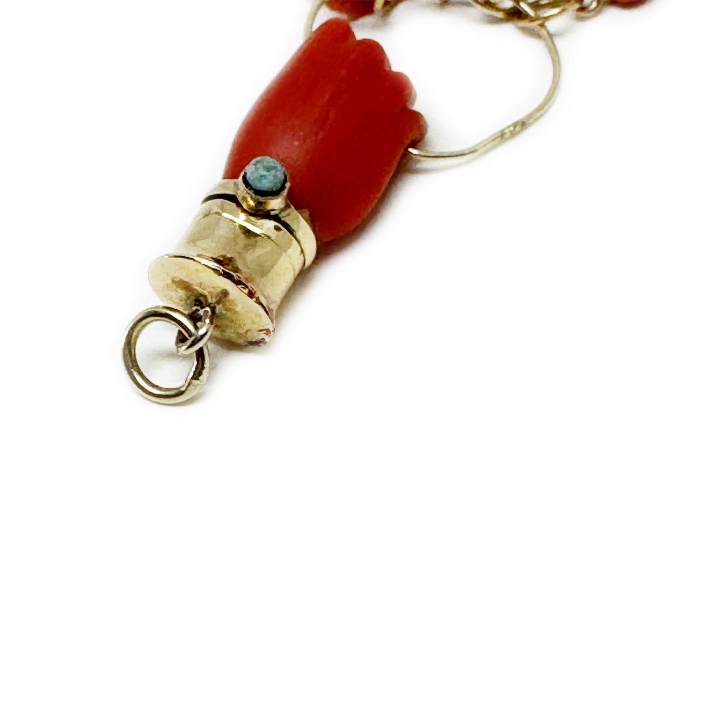 Antique 9k Gold Coral Hand Charm, 19th Century Natural Coral Fist Pendant, Victorian Figa Charm, Lucky Charm, Hand Amulet, Coral Evil Eye