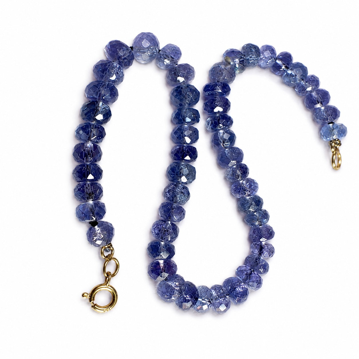 Vintage Iolite Bead Bracelet with 18k Gold Clasp, Faceted Blue Violet Gemstone Bracelet, Dainty Stacking Jewellery