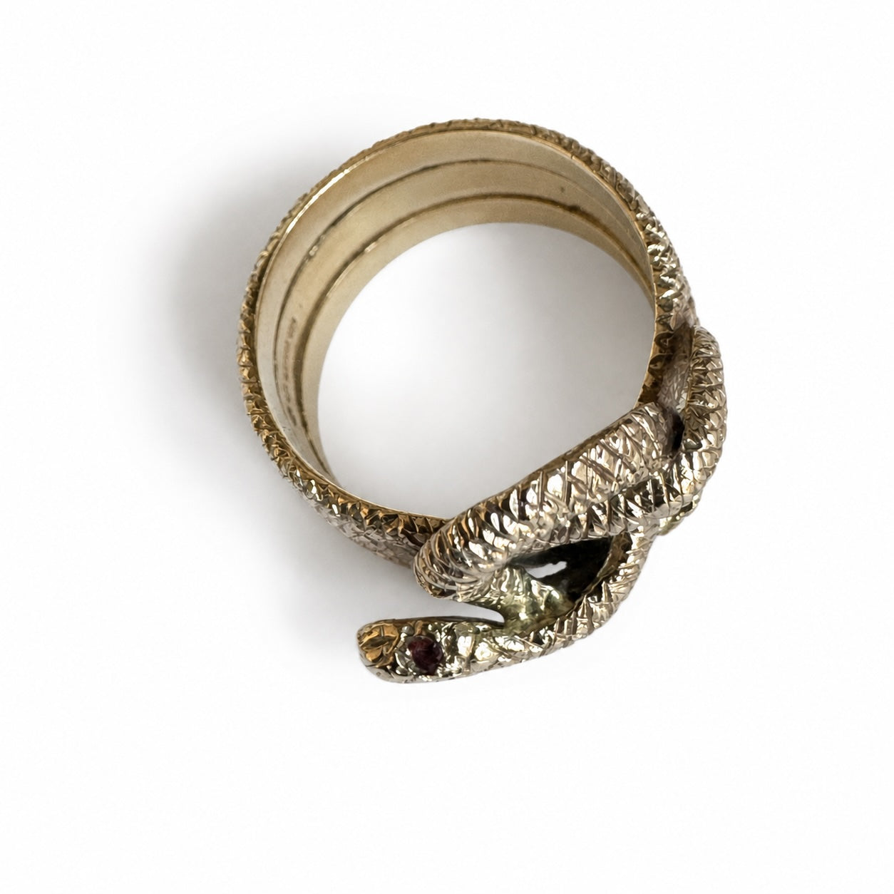 Vintage 9K Gold Snake Ring with Rubellite Eyes, 1969, Hallmarked, Viper Ring, Snake Jewelry, Cobra Jewellery, Statement Ring