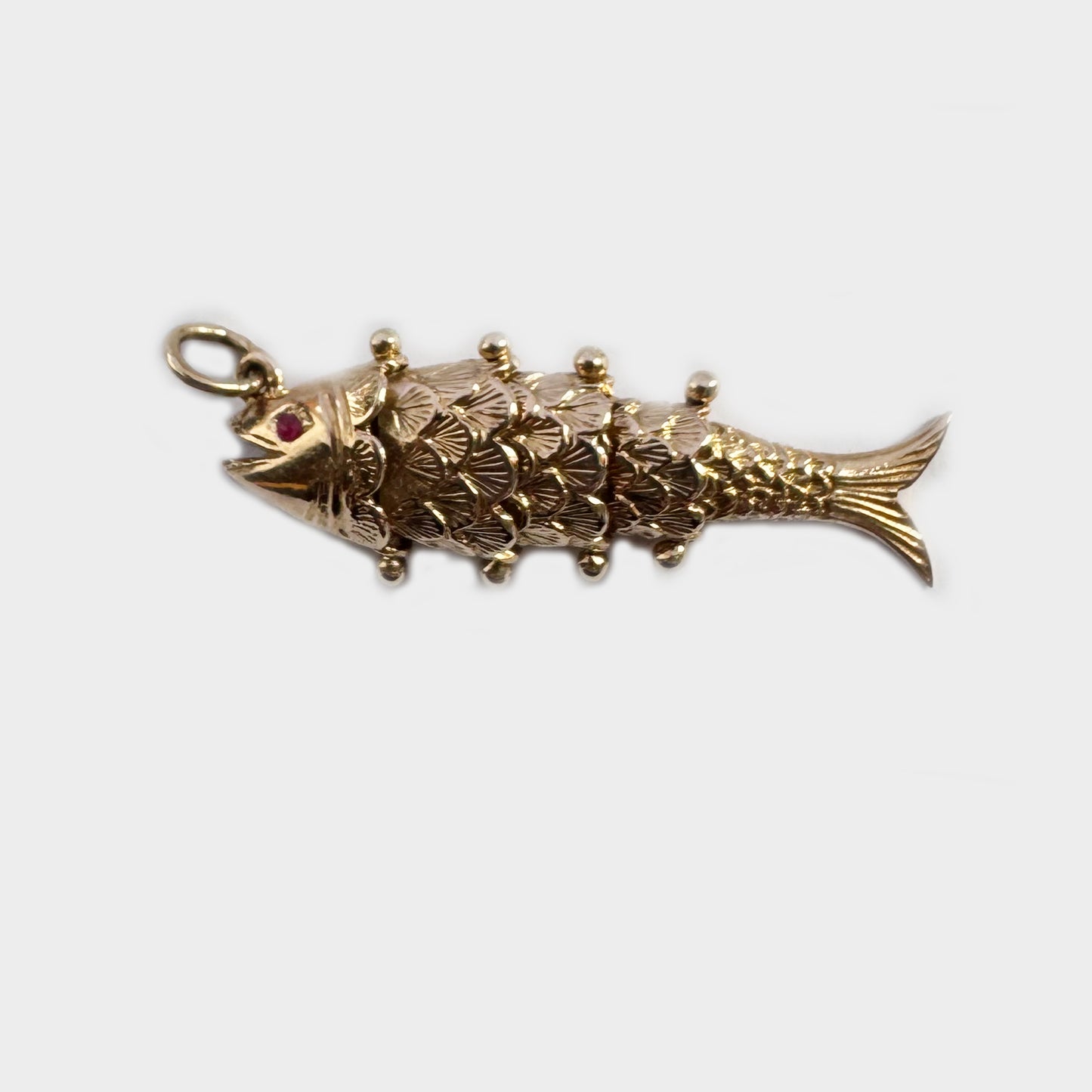 Vintage 9K Gold Fish, Articulated 9 ct Gold Fish Pendant, Animal Charm Pendant, Marine Jewellery Charm, Gold Jewelry Charm, 6.2 grams