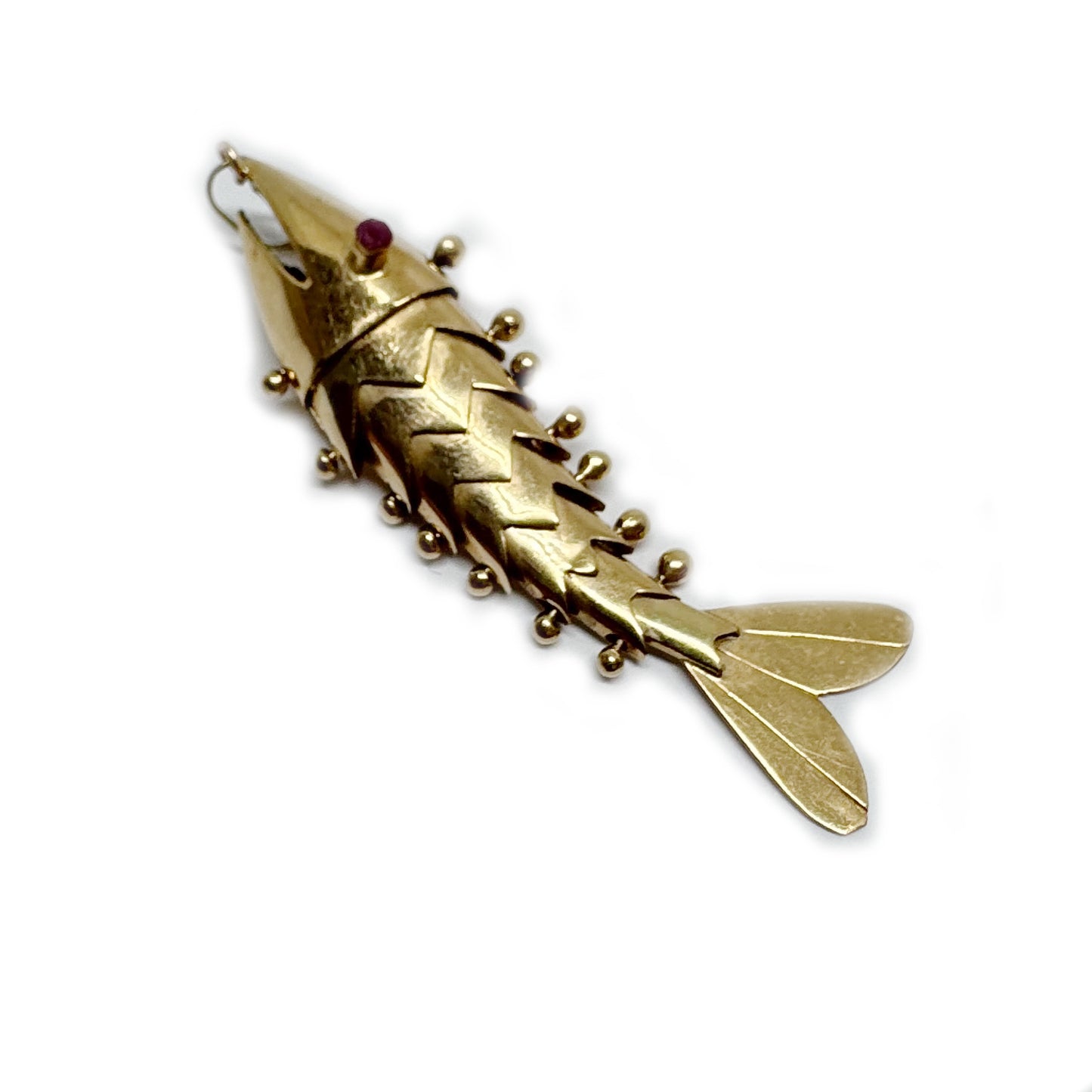 Vintage 14K Gold Fish, Articulated Fish Pendant, Antique Charm, Flexible Fish Pendant, 14 ct Gold Fish, Marine Animal Jewelry, Mid Century